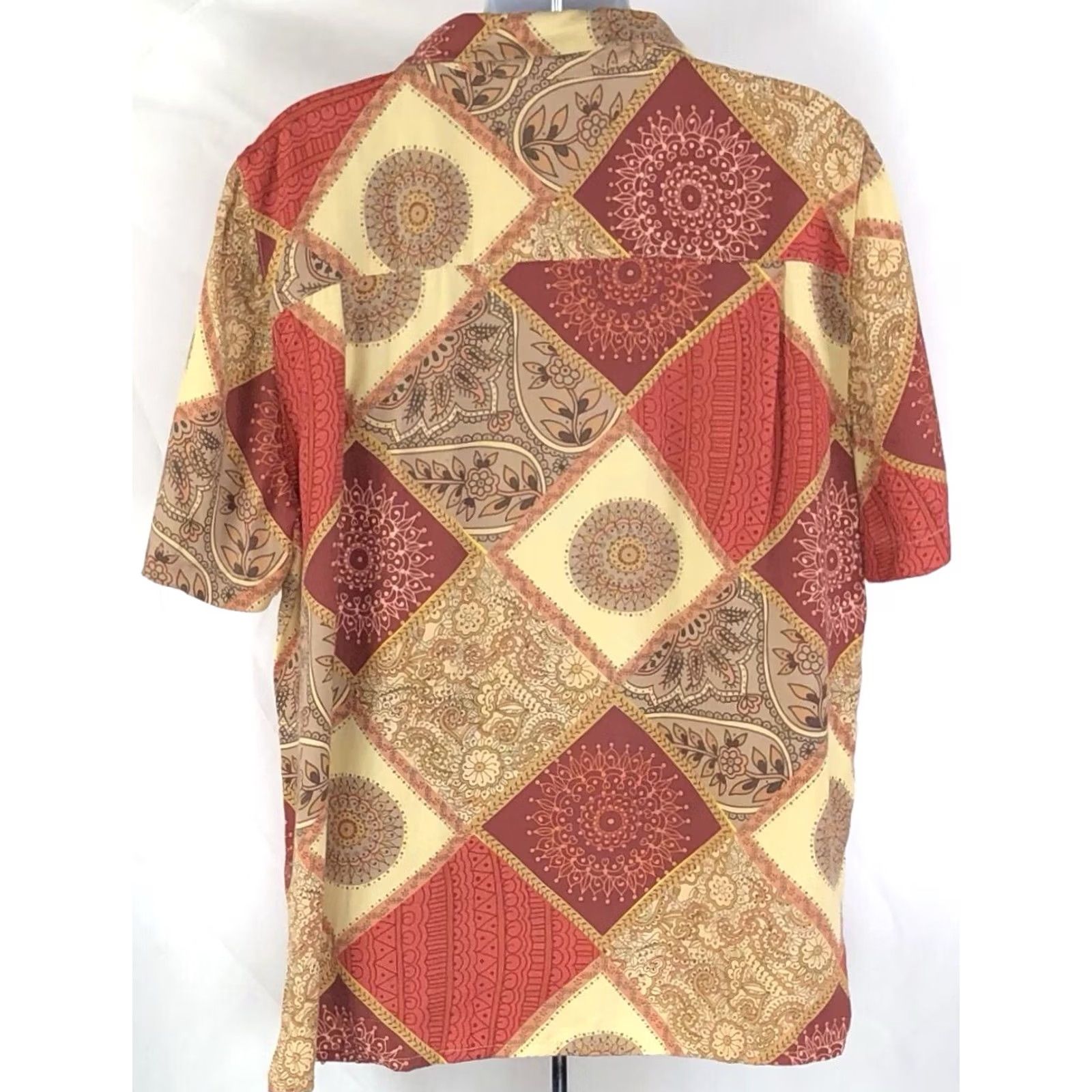 Vintage VINTAGE Alfred Dunner Top Womens 16P Tan Rust Geo Short Sleeve Boho Hippie Career 2000s Size XXL / US 16-18 / IT 52-54 - 3 Thumbnail