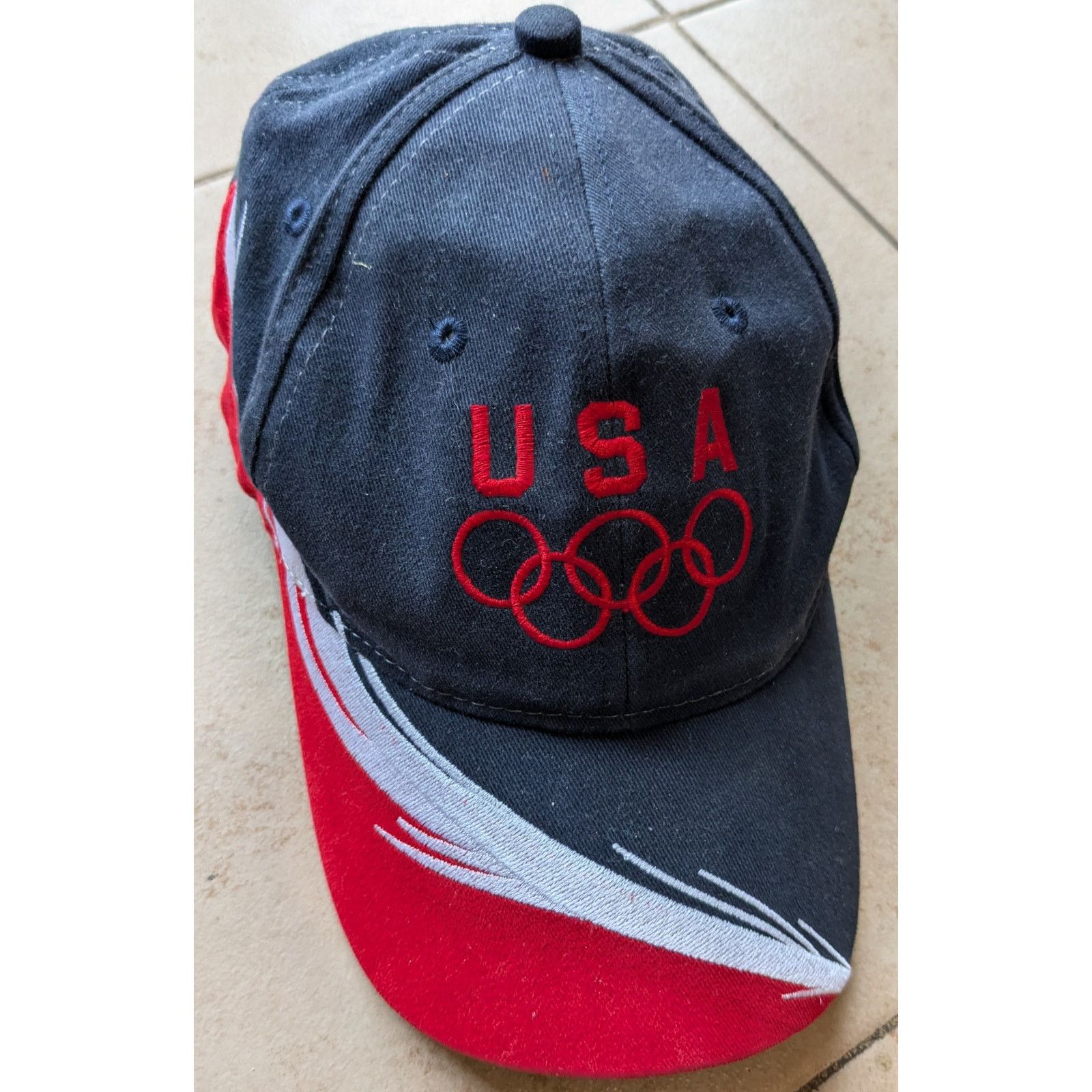 Starter × USA Olympics Atlanta 96 Olympic USA Beach Towel Cap gymnast navy red vtg Size ONE SIZE - 4 Thumbnail