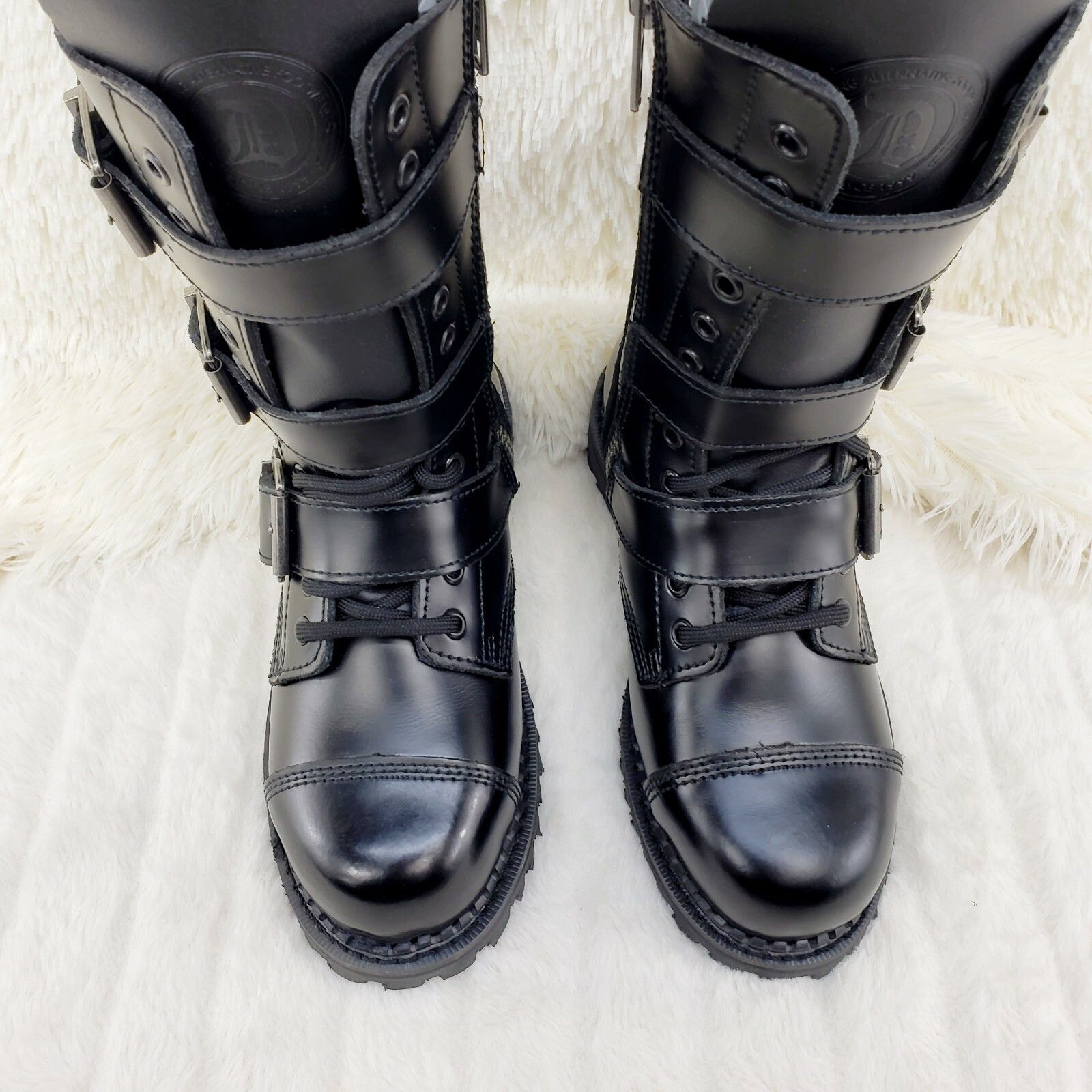 Demonia Cult DEMONIA Riot 12 Goth Combat Biker Steel Toe Ankle Boots Blac Size US 5 / EU 37 - 8 Thumbnail