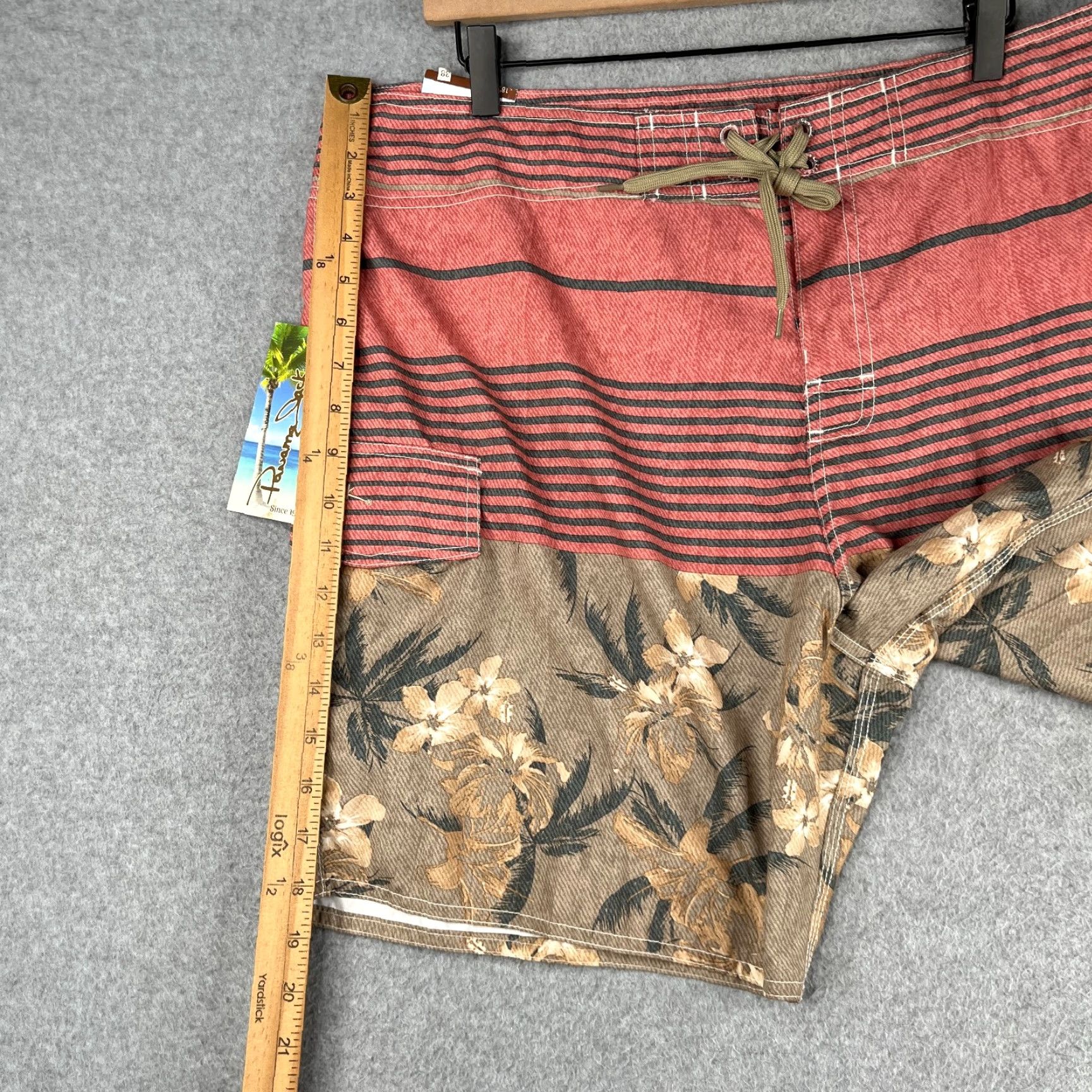 Panama Jack Panama Jack Board Shorts Mens 38 Pink Beige Tropical Print NWT Beach Surfing Size US 38 / EU 54 - 4 Thumbnail