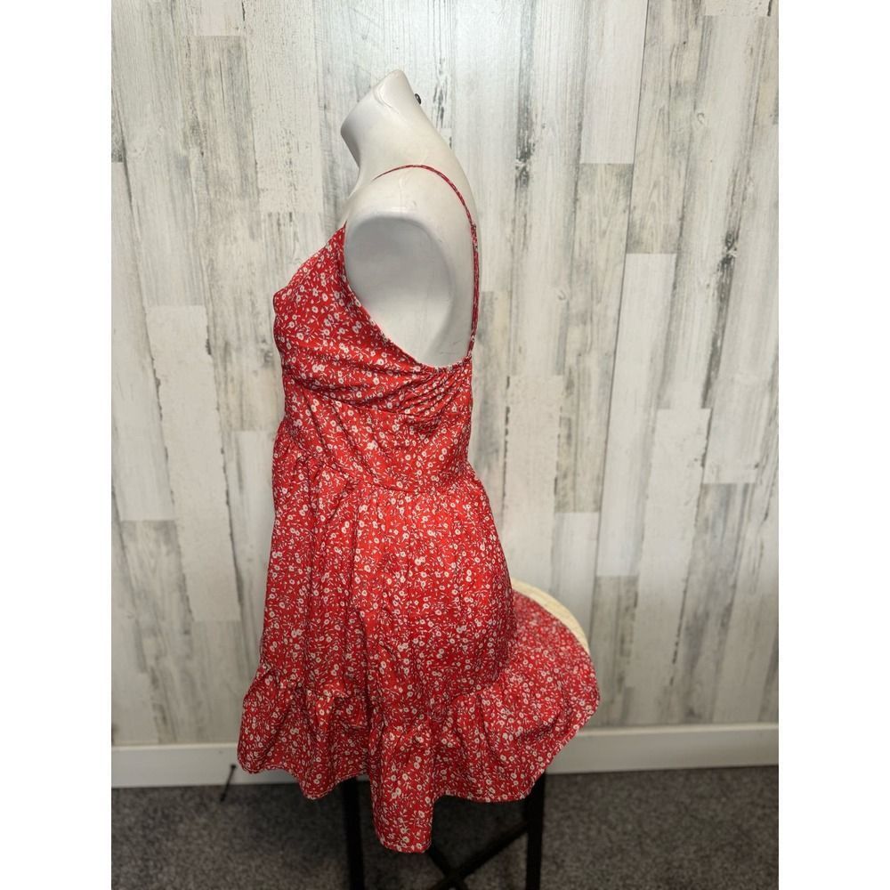Other Red Floral Ruffle Mini Dress – Size Small – Cute Summer/Brun Size S / US 4 / IT 40 - 3 Thumbnail