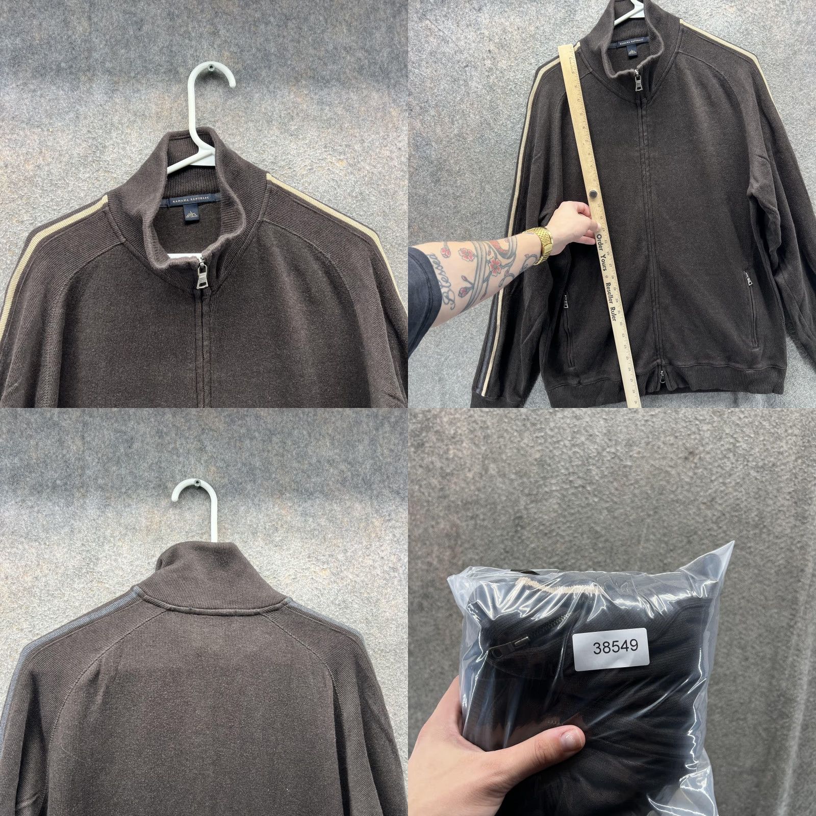 Banana Republic VINTAGE? No. Banana Republic Jacket Mens Large Brown Full Zip Track Mock Neck Cotton Striped - not allowed to add N/A. Size US L / EU 52-54 / 3 - 8 Thumbnail