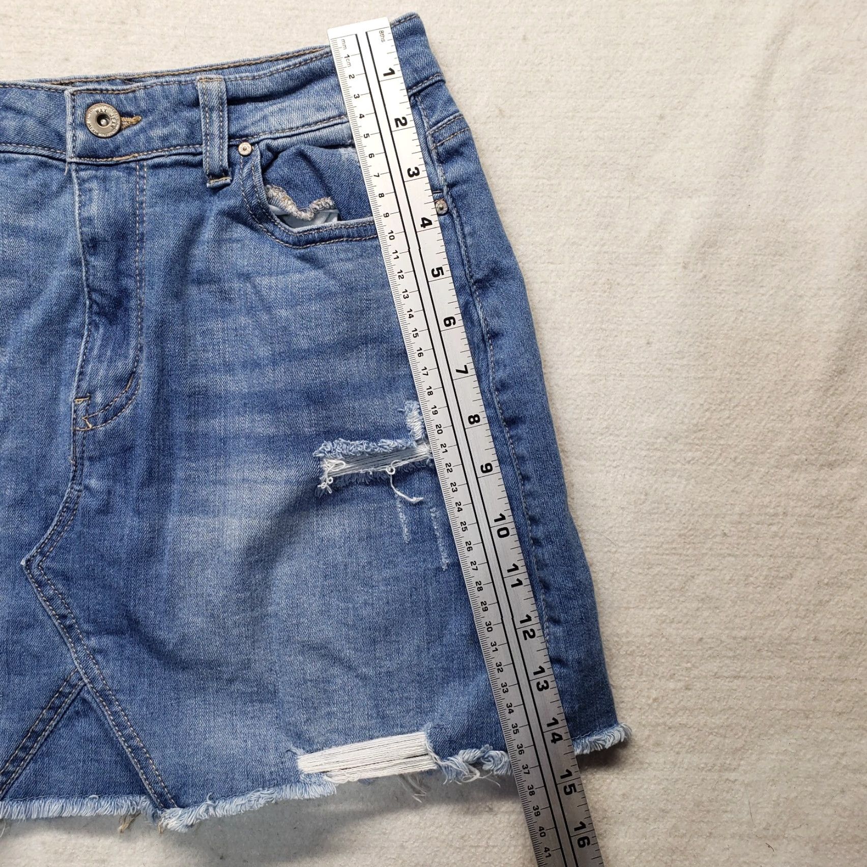 Denime Wax Skirt Denim Mini Blue Pockets Size M Medium Women Adults Jeans Cotton All Seasons Casual Size 32" / US 10 / IT 46 - 5 Thumbnail