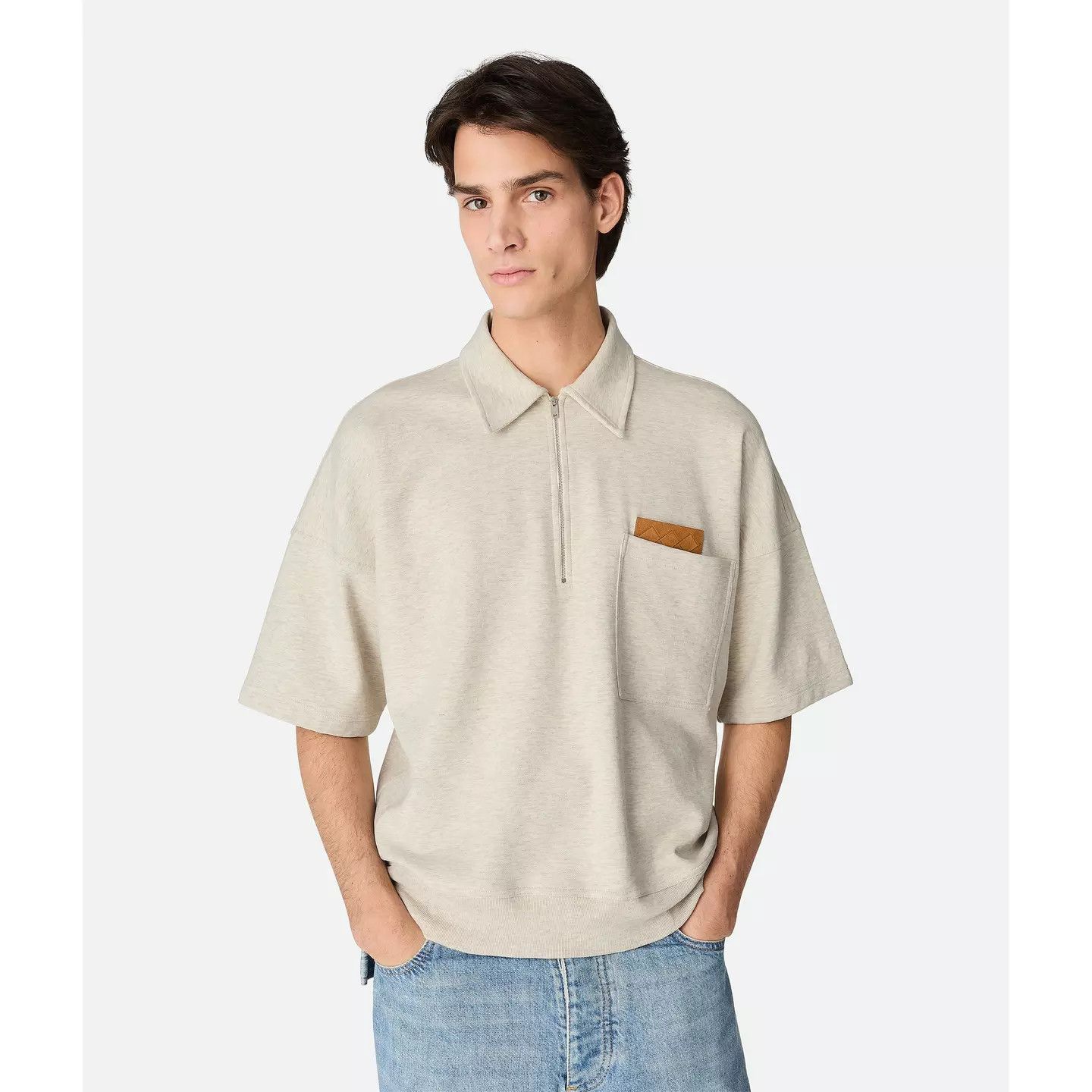 Bottega Veneta o1g2r1mq0426 Melange Polo Shirt in Grey Size US M / EU 48-50 / 2 - 1 Thumbnail