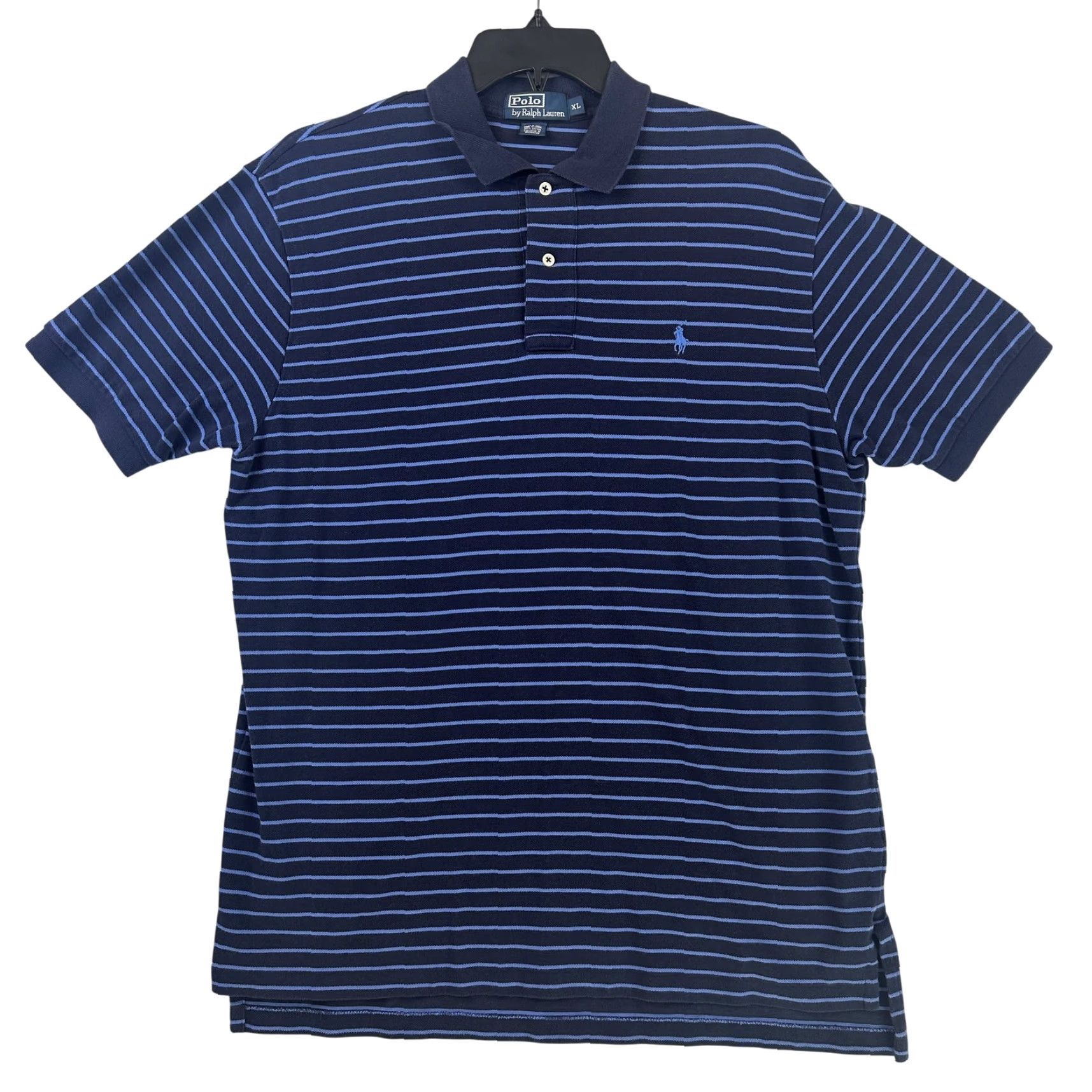 Polo Ralph Lauren Polo Ralph Lauren Polo Shirt Mens XL Navy Blue Striped Classic Fit Short Sleeve Size US XL / EU 56 / 4 - 2 Thumbnail