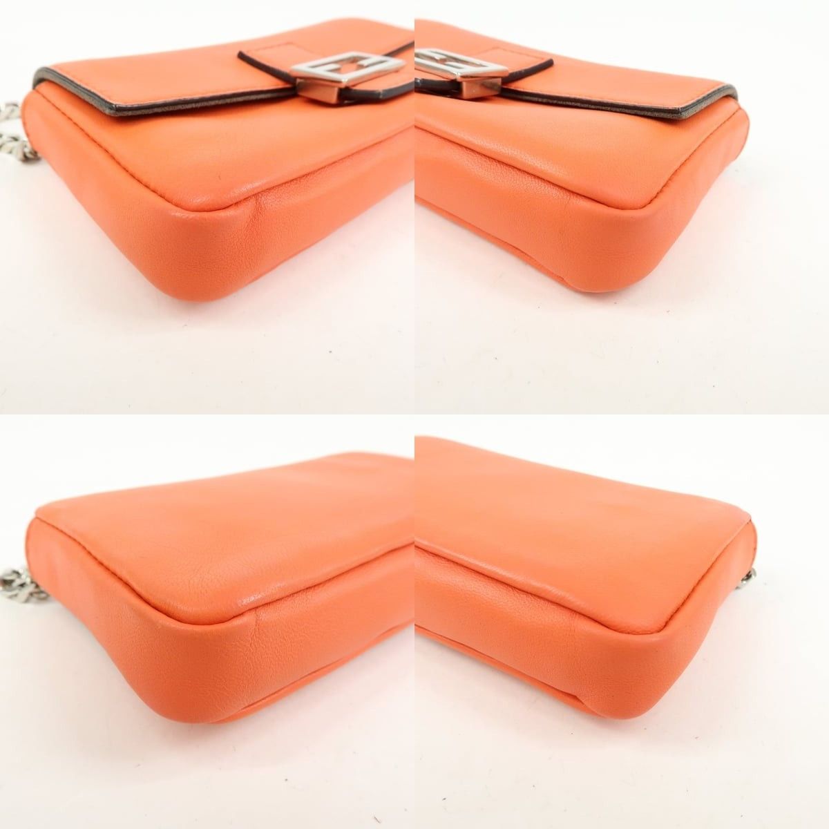 Fendi Fendi Micro Baguette Calfskin Crossbody Bag Orange Size ONE SIZE - 5 Thumbnail