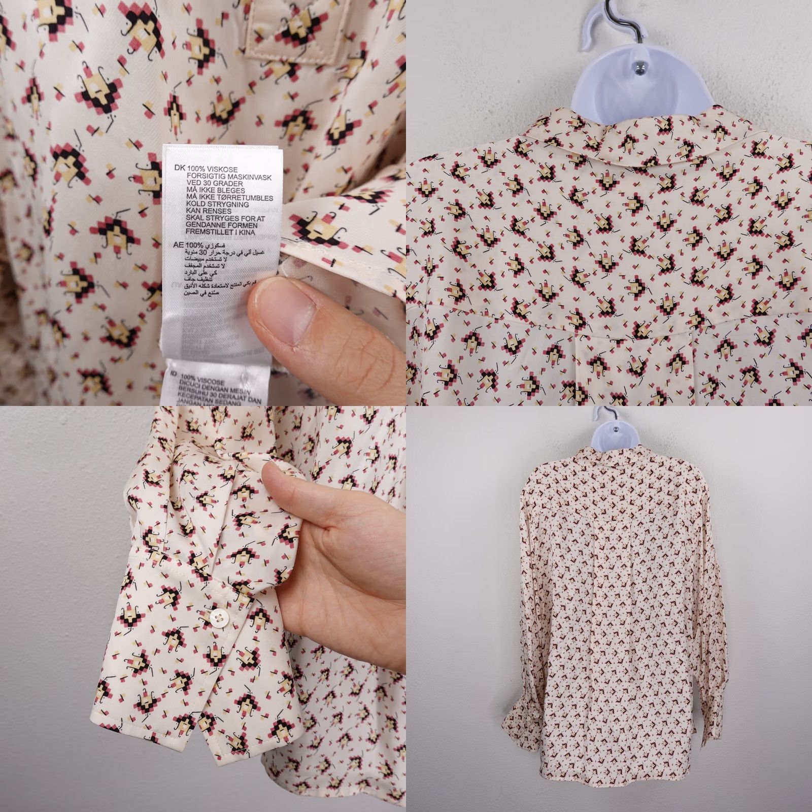 Reiss Reiss Pia Cream Geometric Printed Popover Viscose Shirt Blouse Size US 12 Size XL / US 12-14 / IT 48-50 - 9 Thumbnail