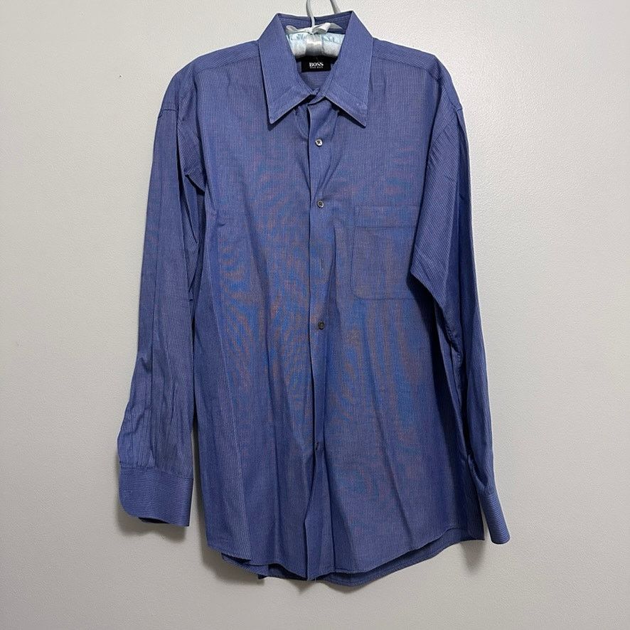 Hugo Boss Hugo Boss solid blue long sleeve button down size 16.5 Size US L / EU 52-54 / 3 - 2 Thumbnail