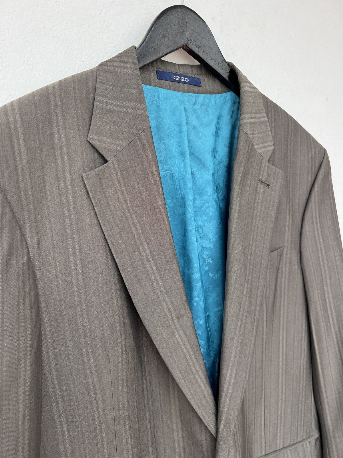 Kenzo Kenzo Homme Vintage Grey Striped Wool-Silk Blazer XL Size 46R - 12 Thumbnail