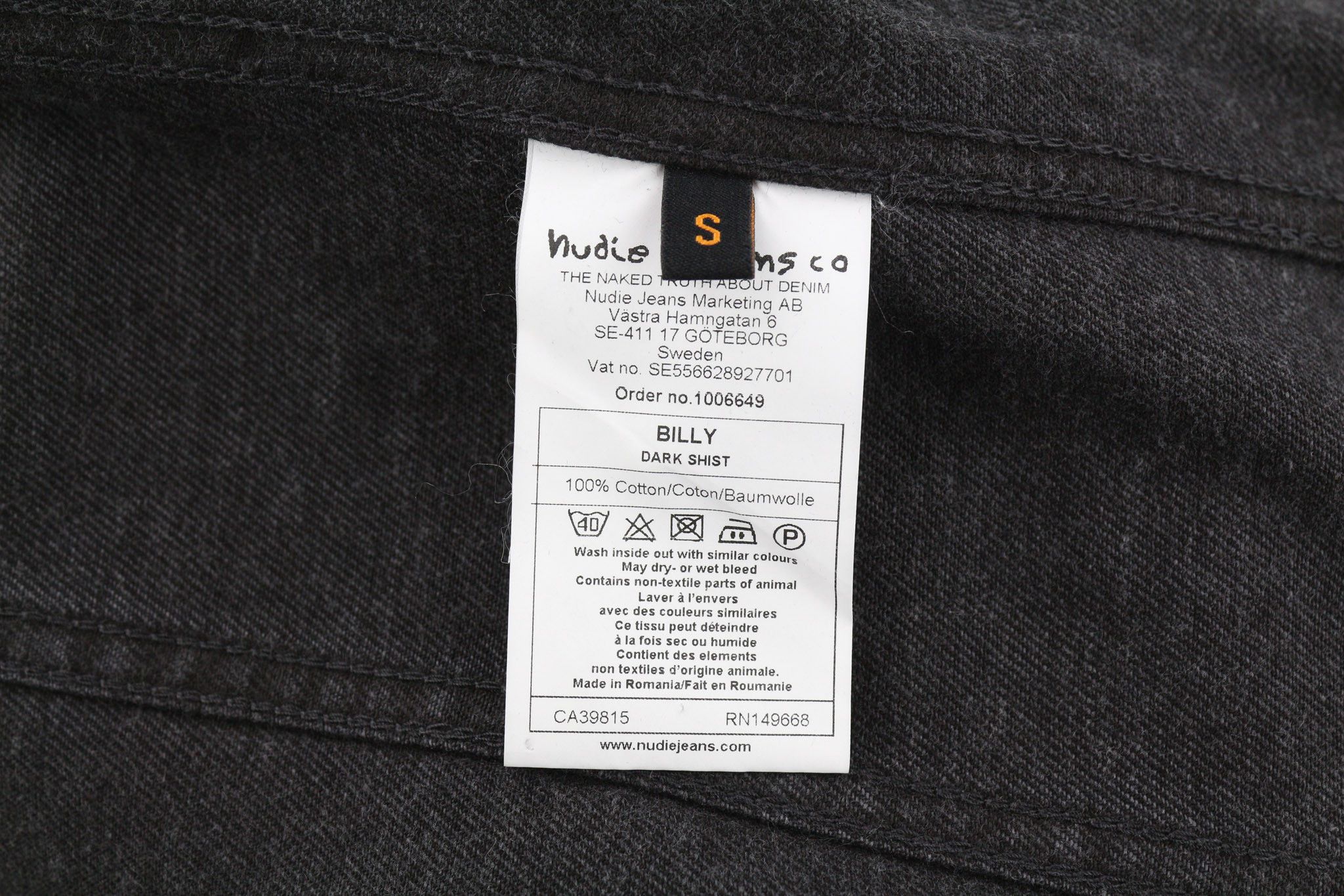 Nudie Jeans BILLY S Dark Shist Denim Logo Pockets Jacket 81043 Size US S / EU 44-46 / 1 - 7 Thumbnail