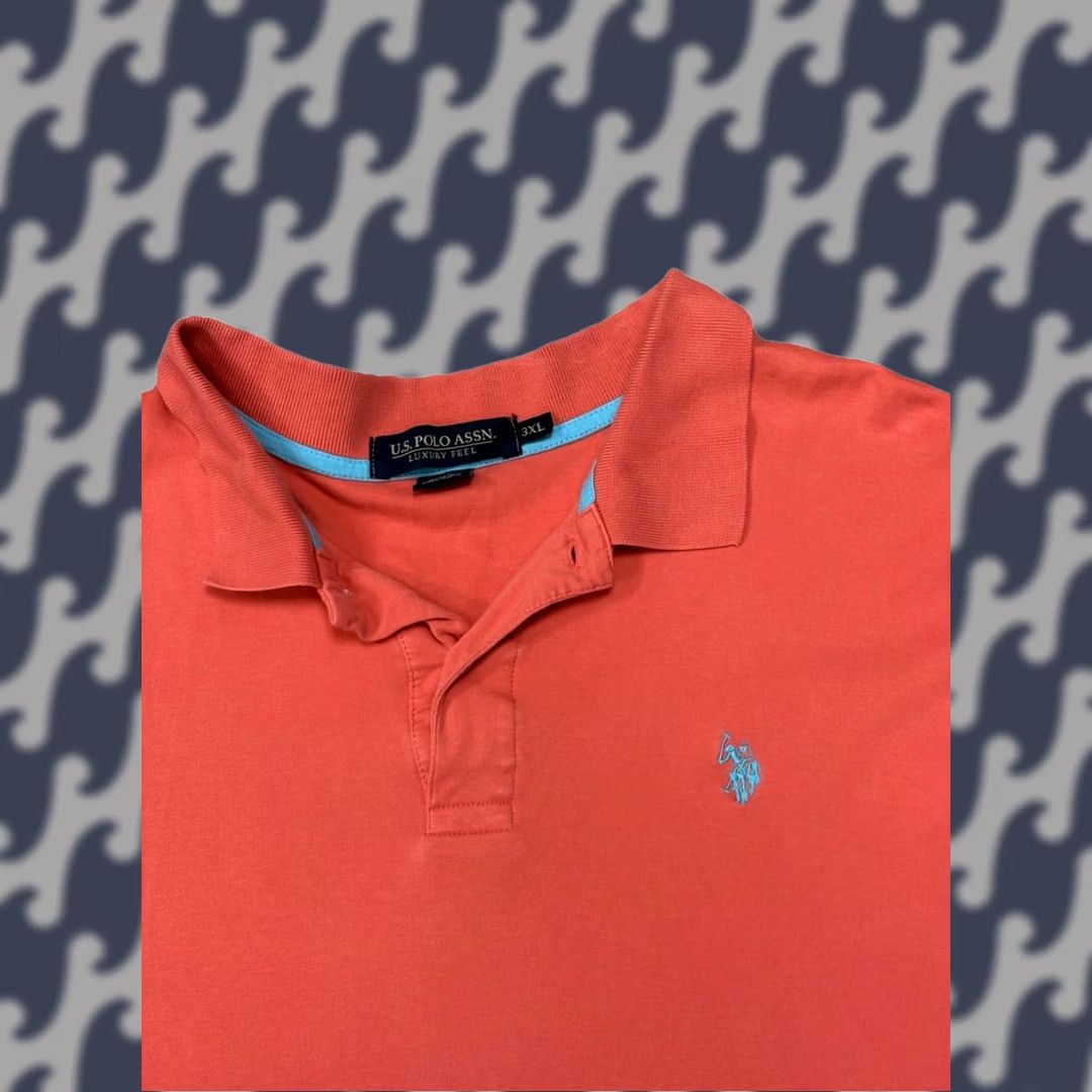U.S. Polo Assn. U.S Polo Assn Polo Shirt Luxury Feel Short Sleeve 100% Cotton Salmon Mens 3XL Size US XXL / EU 58 / 5 - 1 Thumbnail