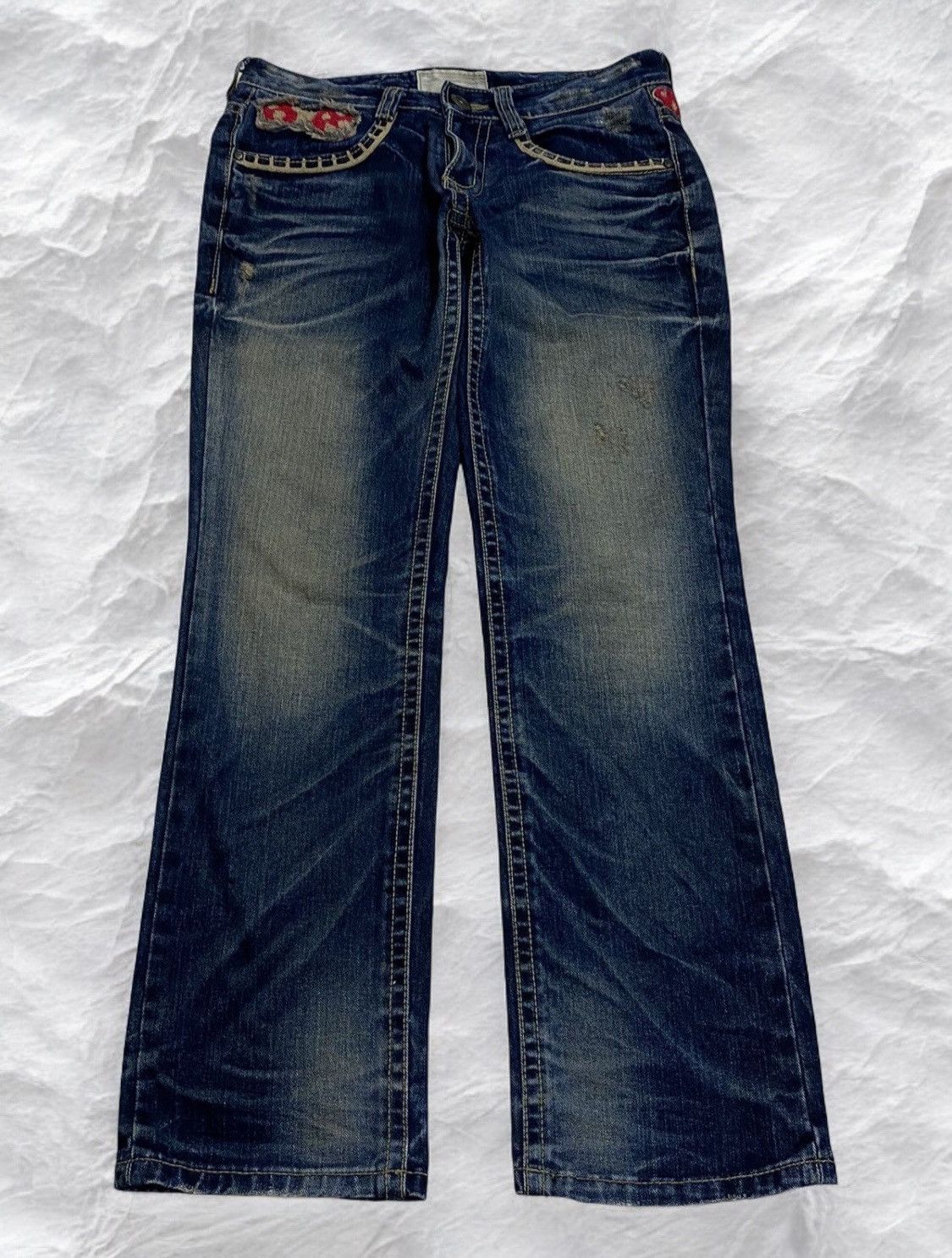 Pre-owned If Six Was Nine X Le Grande Bleu L G B Vintage Lolita X Yoshitomo Nara Patches Mud Washed Whisker In Washed Blue