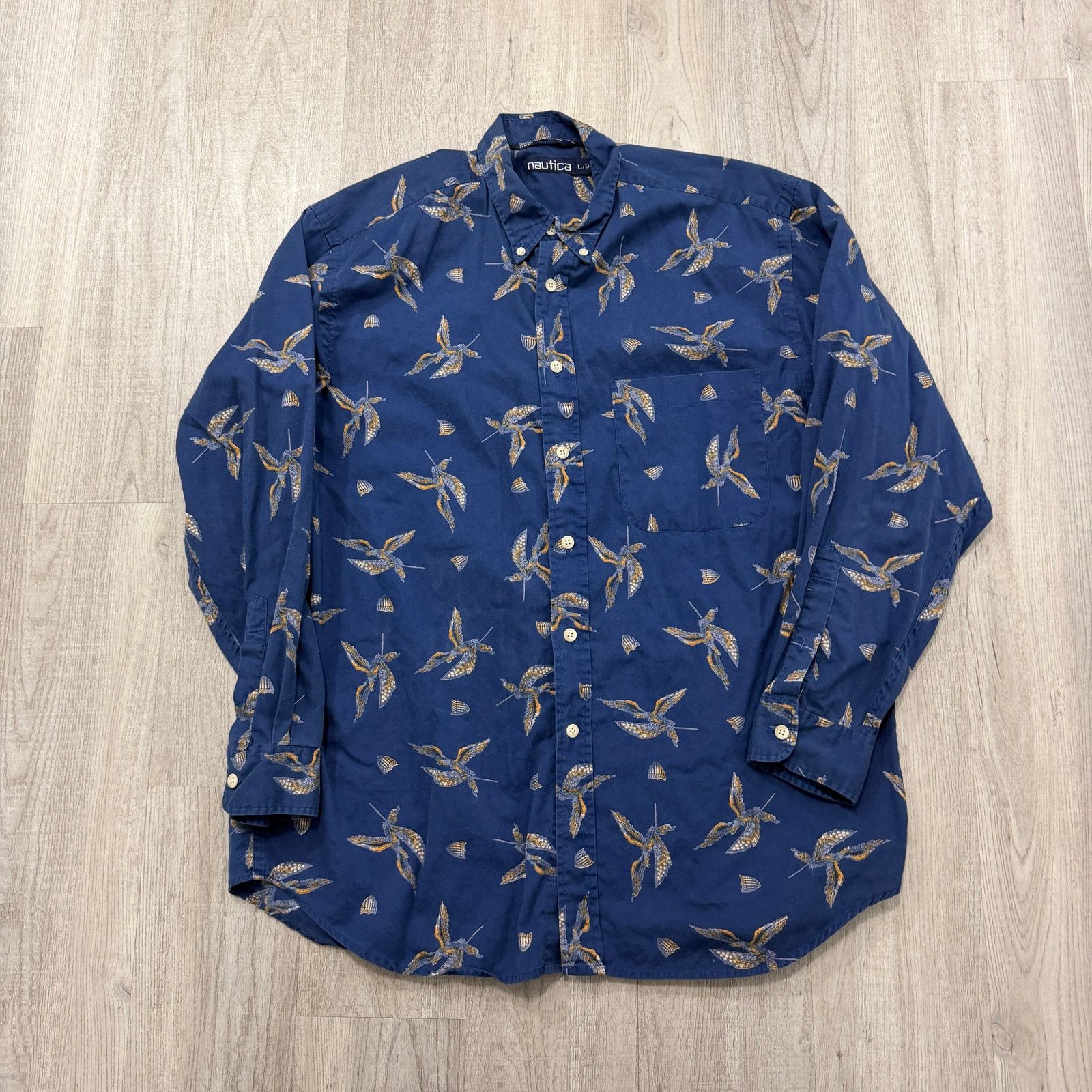 Nautica Vintage Nautica Bird Button Shirt Men's Large All Over 90s Size US L / EU 52-54 / 3 - 1 Thumbnail