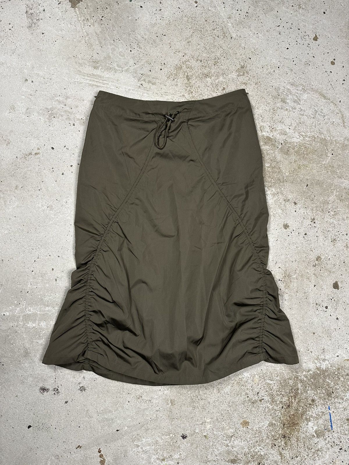 Jil Sander Vintage 2000s Jil Sander Green Khaki Drawstring Skirt Size 25" / US 0 / IT 36 - 2 Thumbnail