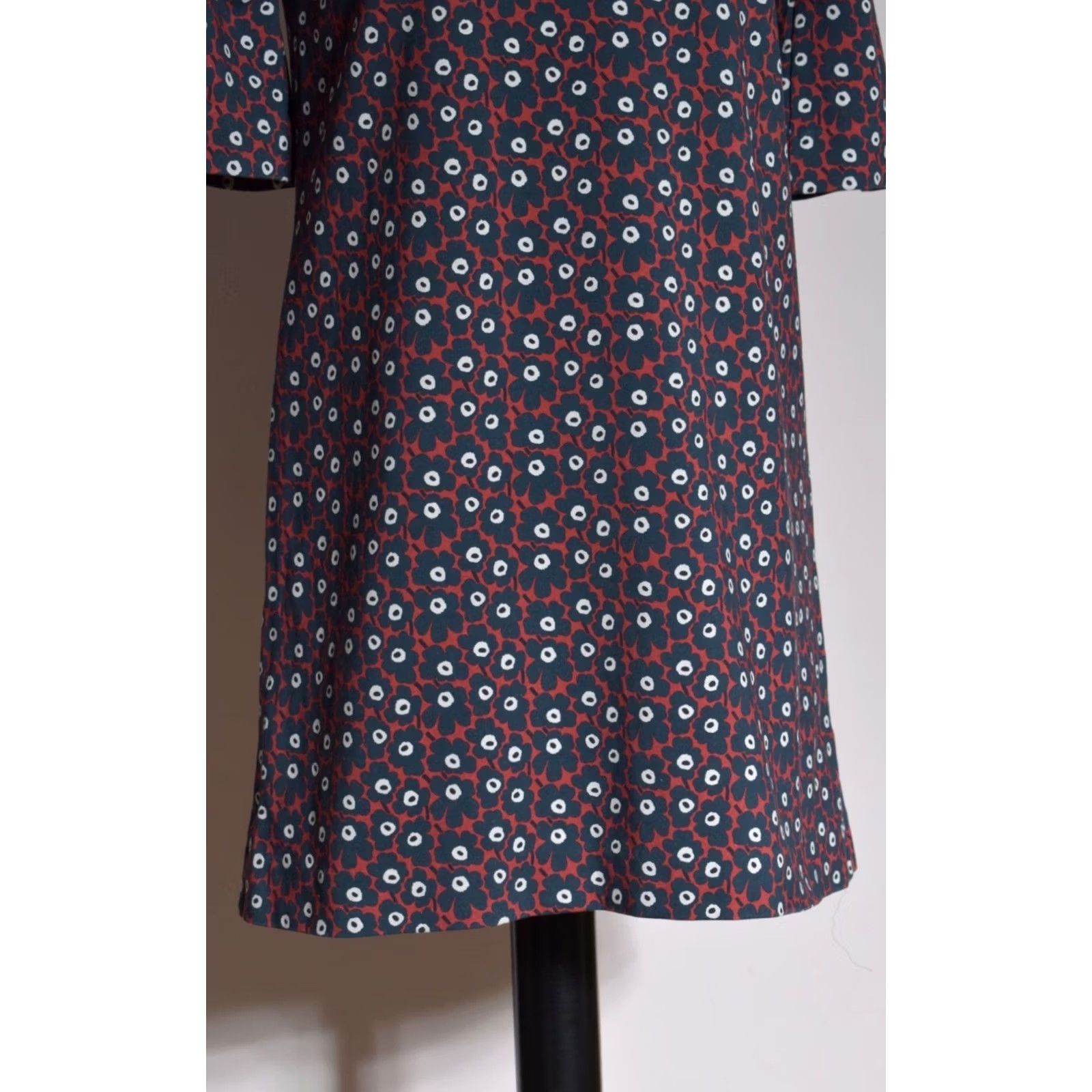 Marimekko Marimekko Floral Print Shift Dress Blue Womens M - Knee Length, Round Neck, Cotton, Floral Pattern, Casual, Summer/Spring, Regular Size Size M / US 6-8 / IT 42-44 - 3 Thumbnail