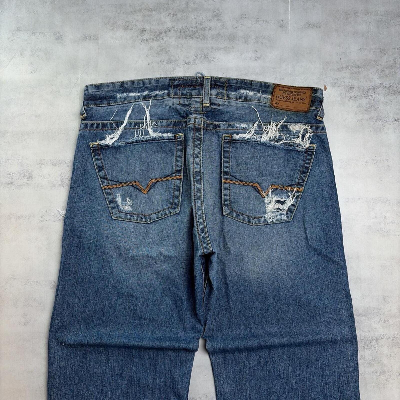 Guess Y2K Guess Patchwork Baggy Distressed Skater Denim Jeans Size US 34 / EU 50 - 3 Thumbnail