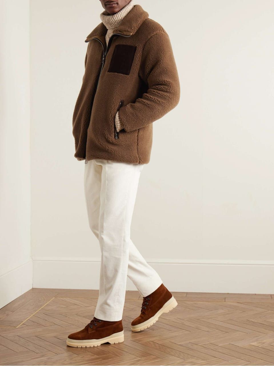 Loro Piana o1loc1c0125 Tavan Suede Silk Blend Fleece Jacket in Brown Size US S / EU 44-46 / 1 - 2 Thumbnail