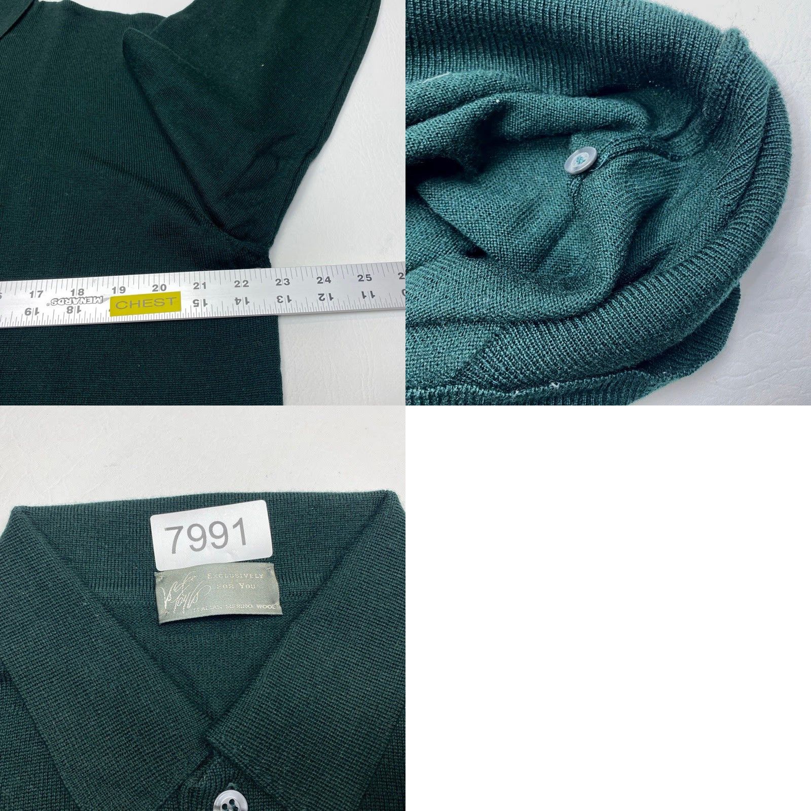 Lord & Taylor VINTAGE Lord & Taylor 1/2 Button Collard Sweater Merino Wool Men's Large Green Size US L / EU 52-54 / 3 - 8 Thumbnail