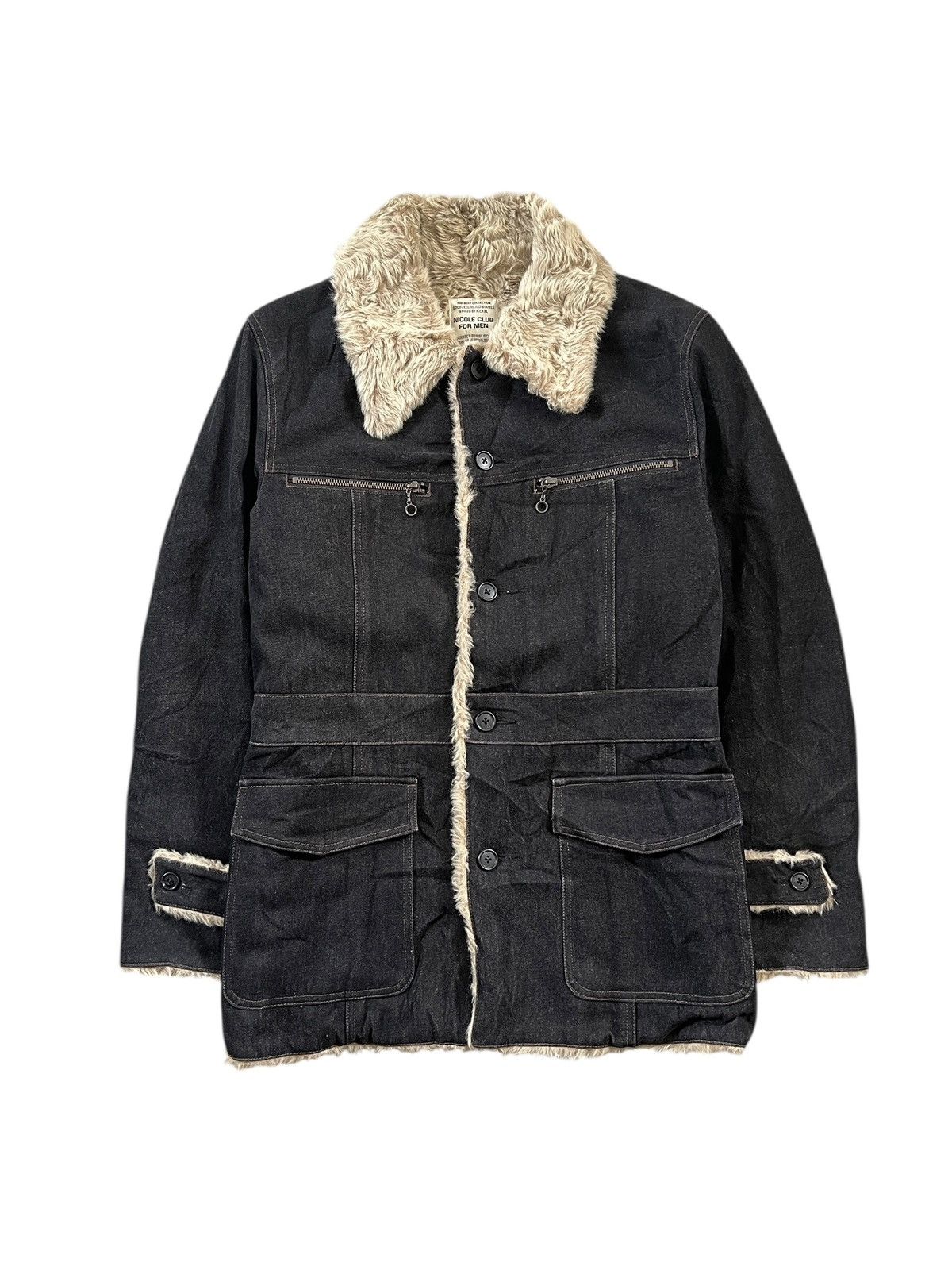 Japanese Brand 1990s Nicole Club For Men Fur Denim Chore Jacket Size US L / EU 52-54 / 3 - 1 Thumbnail