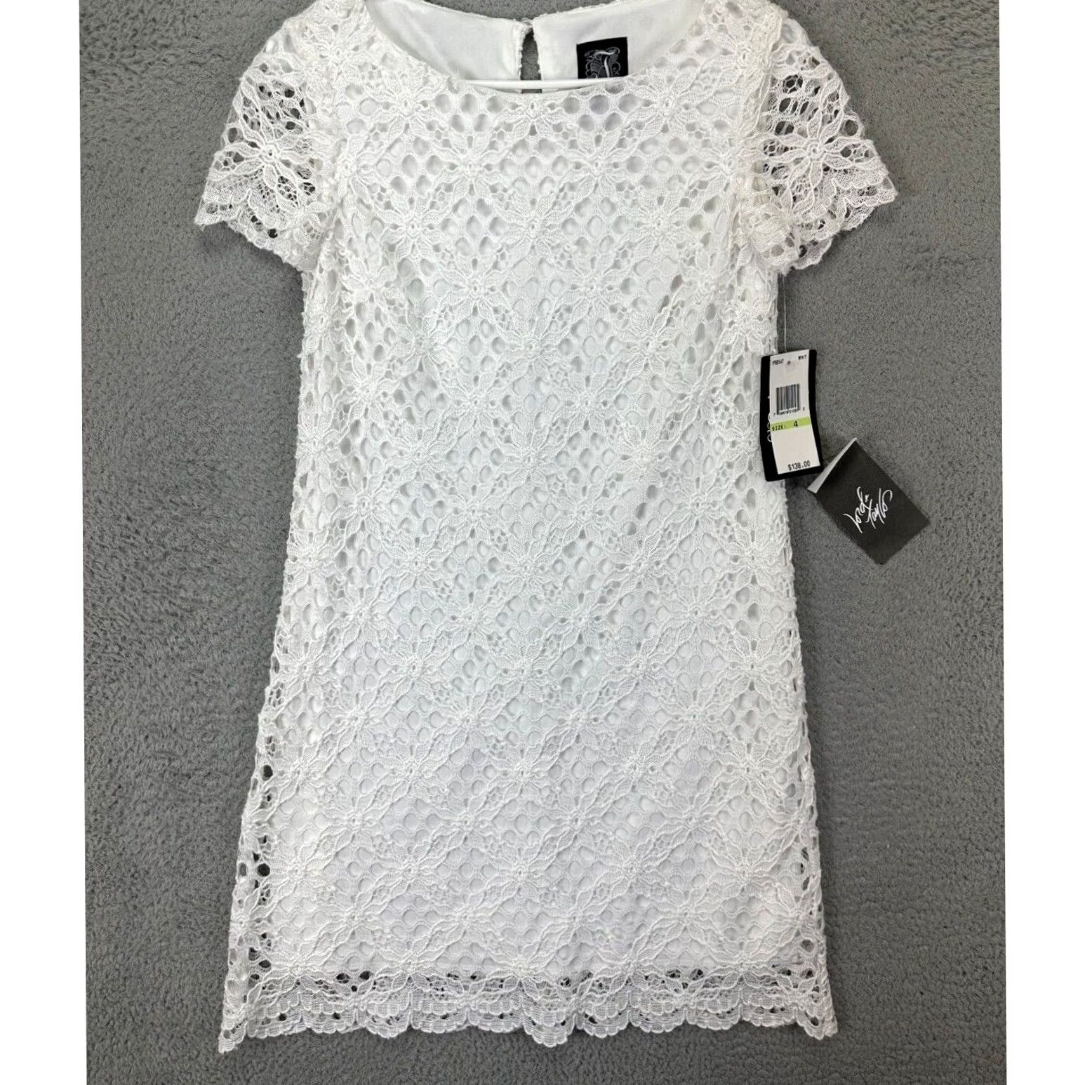 Vintage Jax Dress Womens 4 White Eyelet Lined Lace Mini Short Sleeves Casual Ladies NEW Size 27" / US 4 / IT 40 - 2 Thumbnail