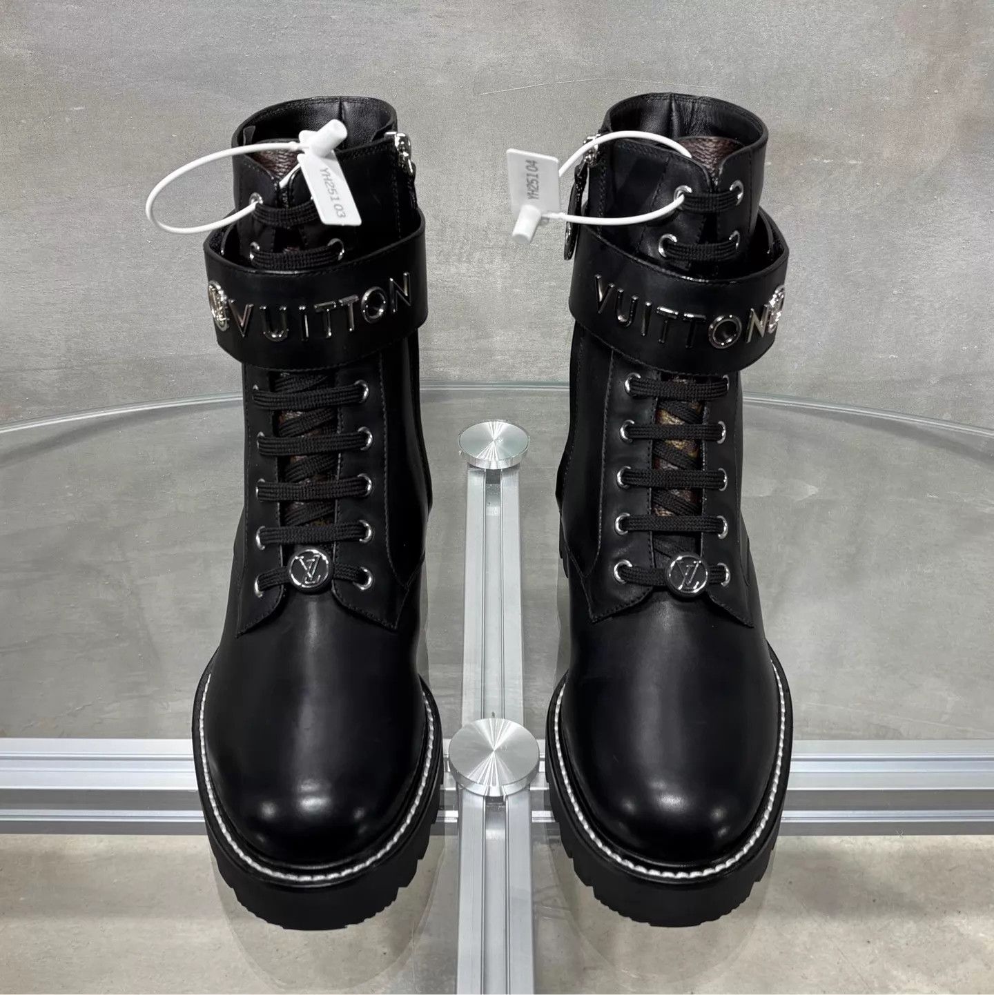 Louis Vuitton LV black logo martin boots new tried on 38 YH25103 Size US 7.5 / IT 37.5 - 1 Thumbnail