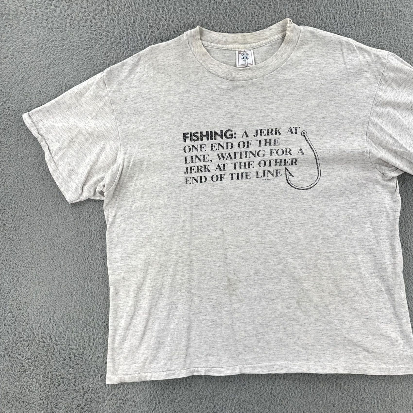 Delta Vintage Delta Mens XL Gray Single Stitch Made In USA Shirt 90s Fishing Humor Tee Size US XL / EU 56 / 4 - 3 Thumbnail