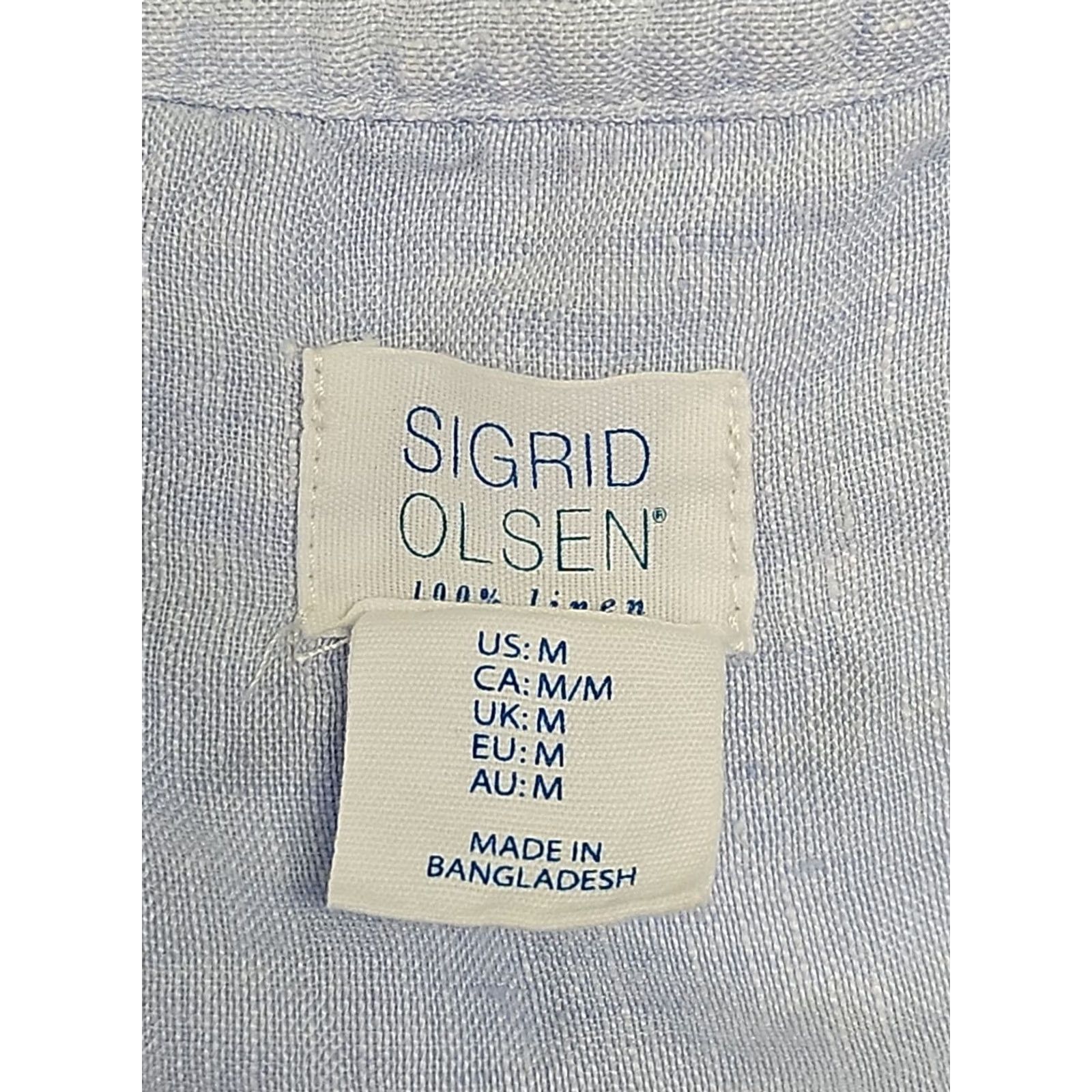Vintage Sigrid Olsen Blouse Womens M Blue 100% Linen Button Up Long Sleeve Lightweight Tunic Shirt Size M / US 6-8 / IT 42-44 - 4 Thumbnail