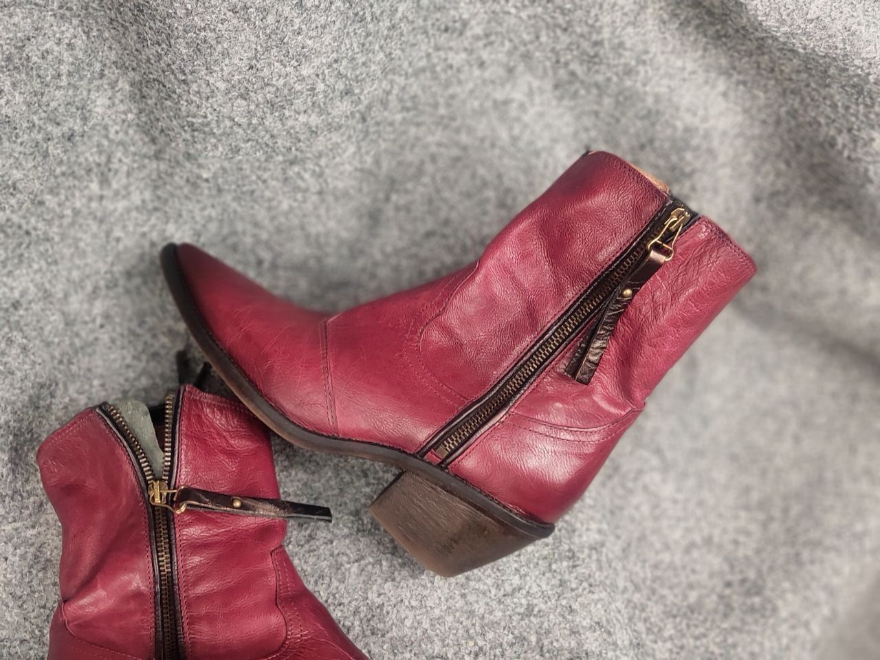 A.S.98 A.S.98 Design Charlie Red Leather Zip Ankle Western Boots Size US 9 / IT 39 - 15 Thumbnail