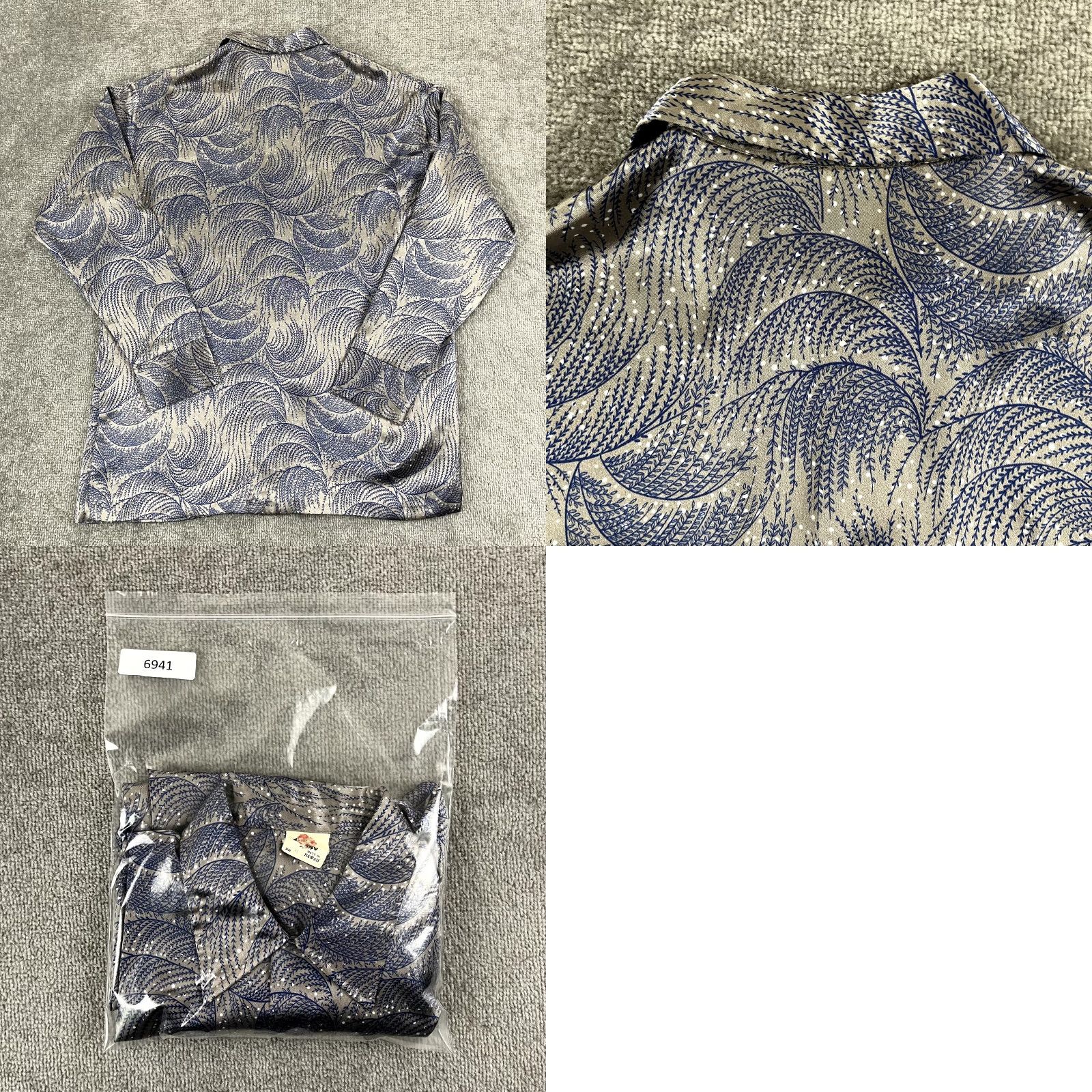 Vintage VINTAGE HOLO HOLO Shirt Mens Extra Large Blue Silver Abstract Floral Hawaiian Button Up Size US XL / EU 56 / 4 - 8 Thumbnail