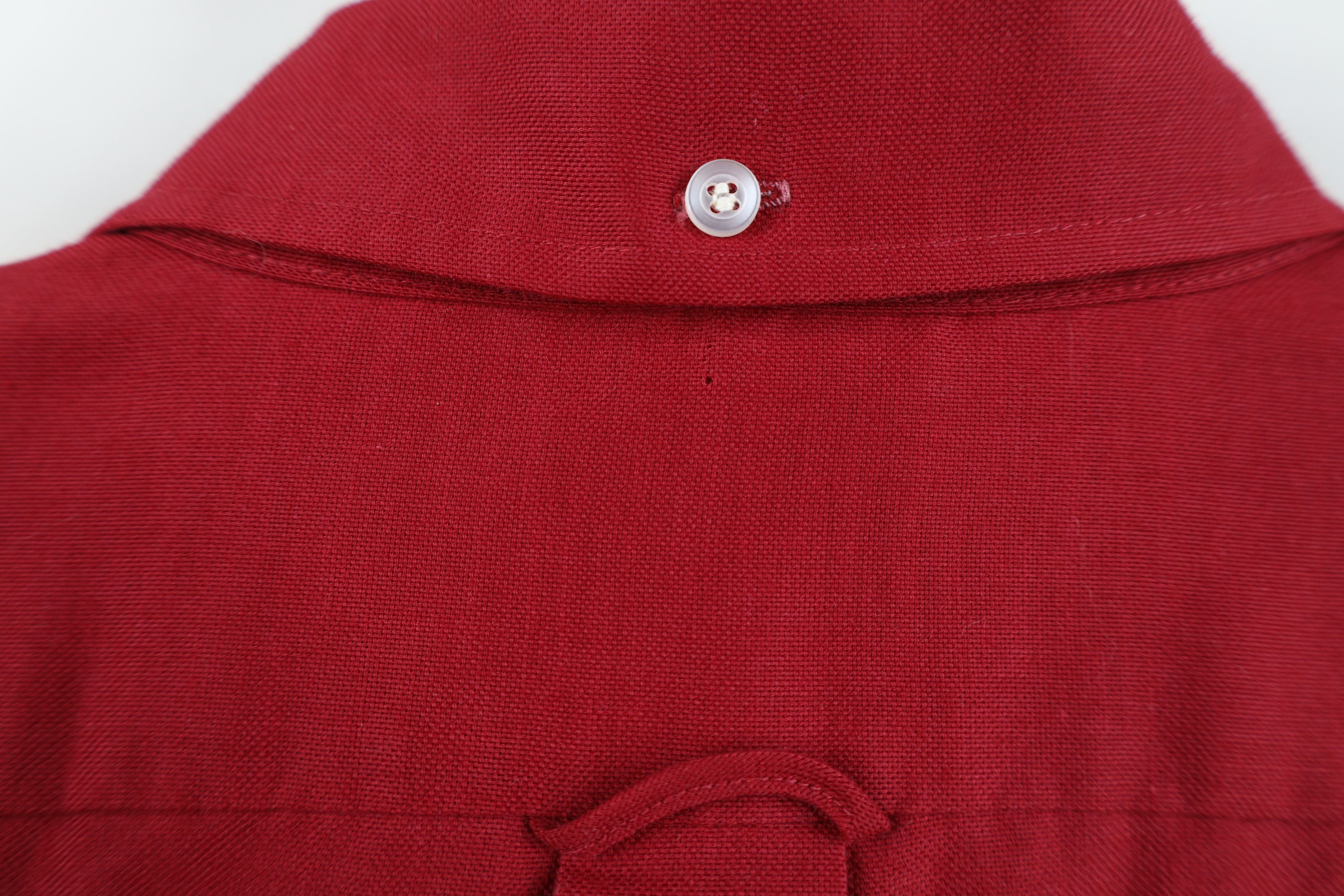 Vintage Vintage 70s Streetwear Knit Collared Button Down Shirt Red Size US L / EU 52-54 / 3 - 11 Thumbnail