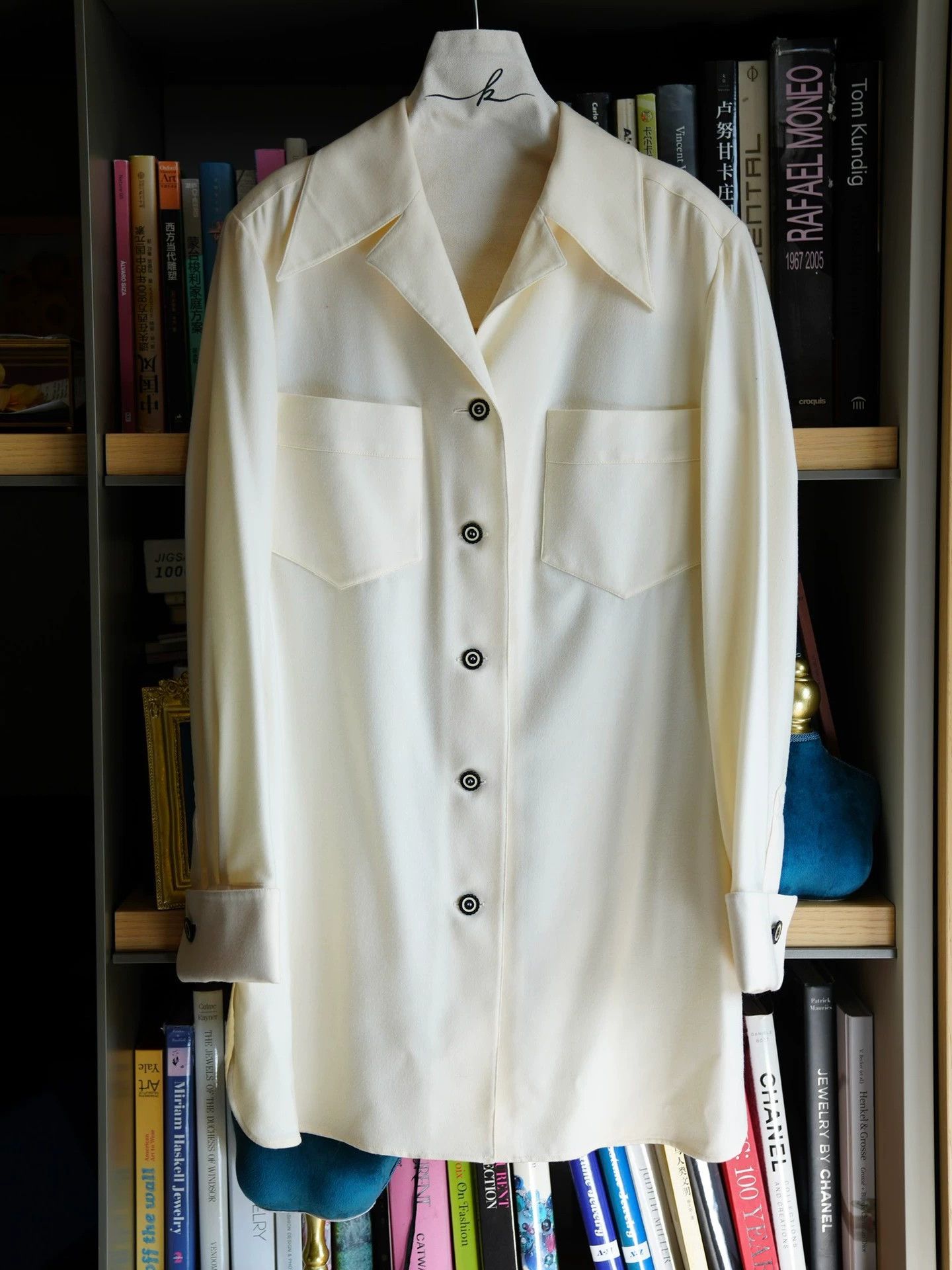 Karl Lagerfeld Karl Lagerfeld Vintage Cream Wool Oversized Shirt Dress Size M / US 6-8 / IT 42-44 - 6 Thumbnail