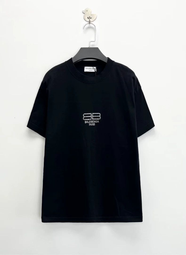 Balenciaga Balenciaga Black Crystal Logo Short Sleeve Tee Size US XS / EU 42 / 0 - 1 Thumbnail