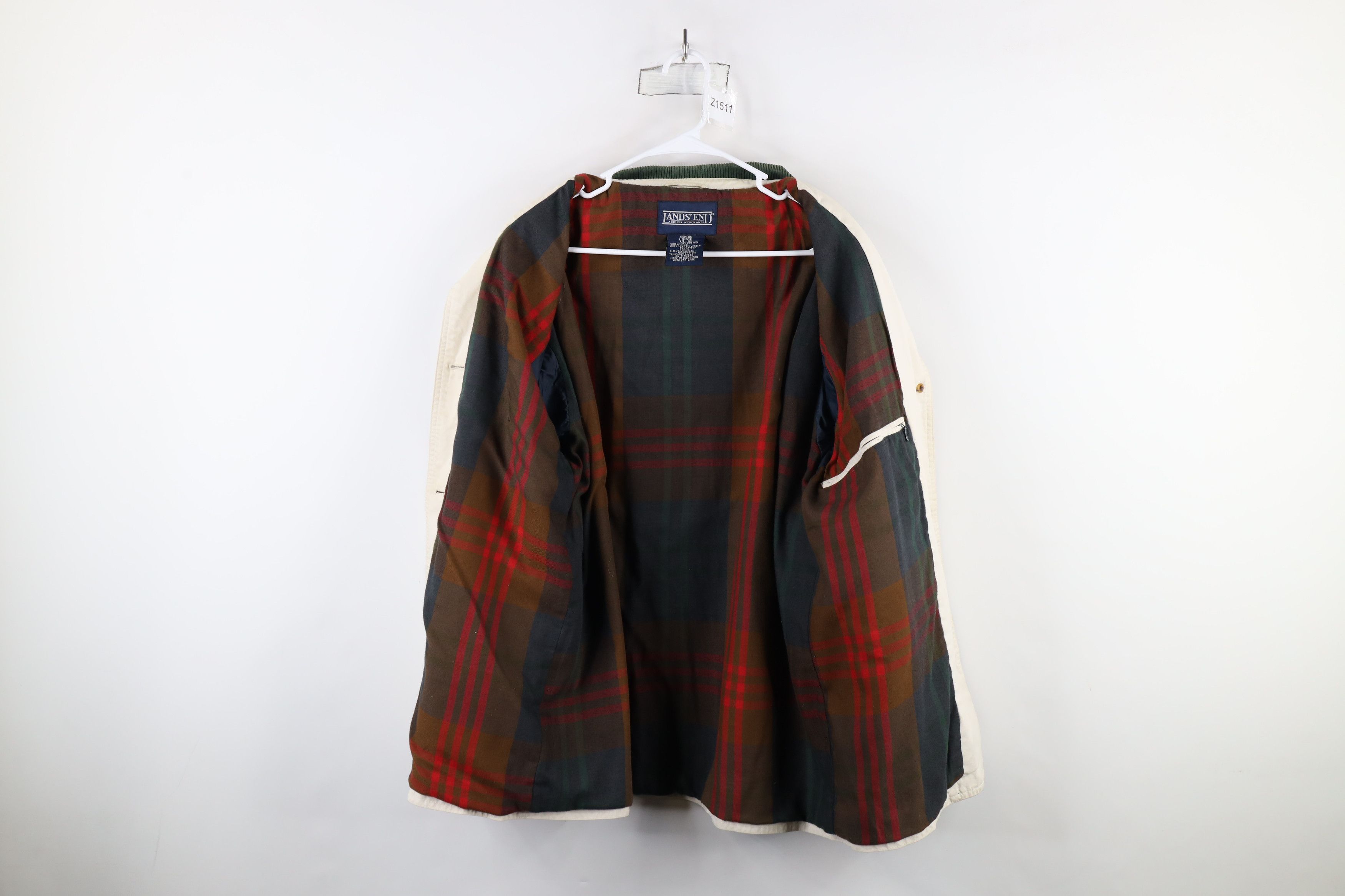 Lands' End × Vintage Vintage 90s Lands End Flannel Lined Chore Barn Jacket Size L / US 10 / IT 46 - 10 Thumbnail
