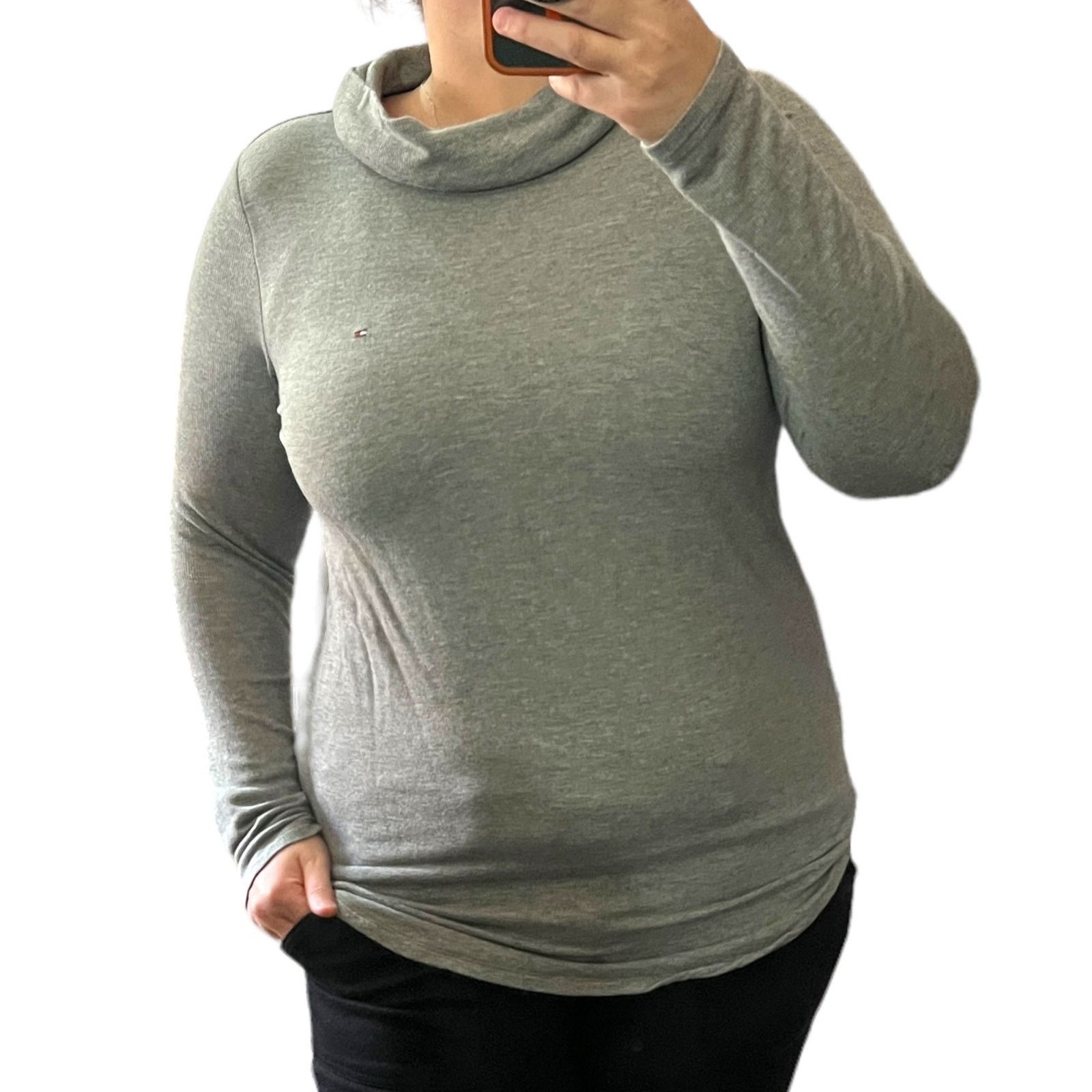 Tommy Hilfiger Ribbed Arm Long Sleeve Pullover Turtleneck Size M / US 6-8 / IT 42-44 - 5 Thumbnail
