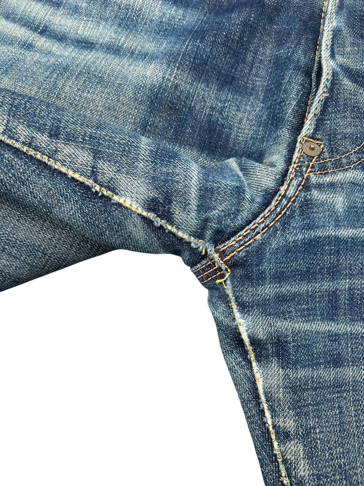 Kapital Buckle Back Vintage Evisu Cowboy Selvedge Distressed Denim Size US 32 / EU 48 - 14 Thumbnail