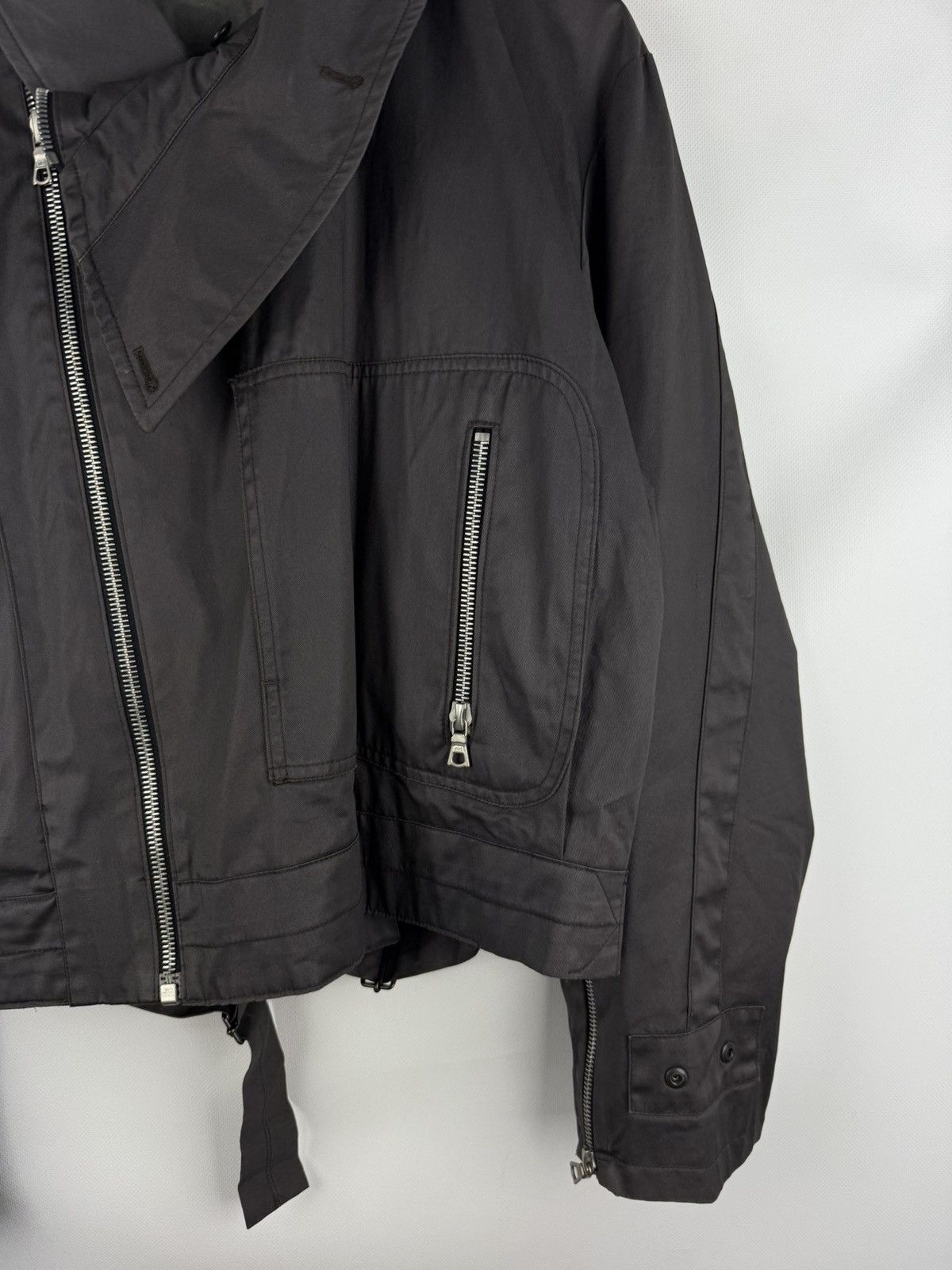 Dries Van Noten Dries Van Noten Crop Belted Assymetrical Collar Biker Jacket Size US M / EU 48-50 / 2 - 4 Thumbnail