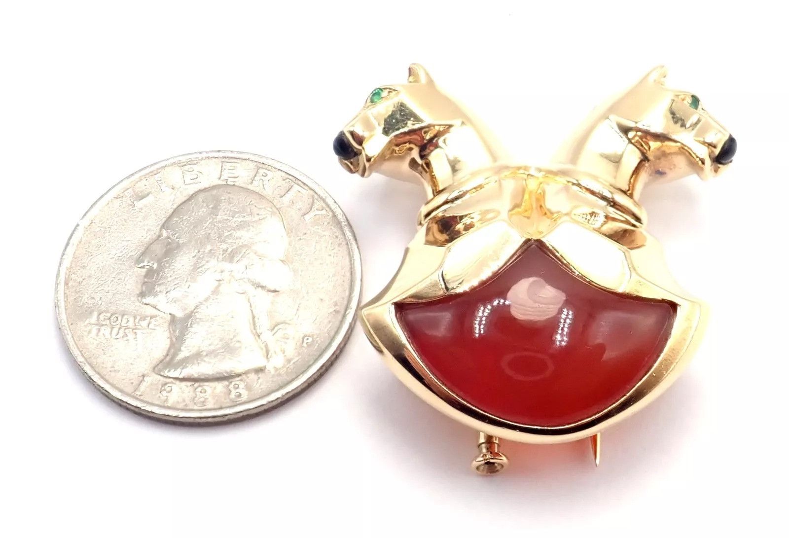 Cartier Cartier Double Panther 18k Jasper Onyx Pin Brooch Size ONE SIZE - 12 Thumbnail