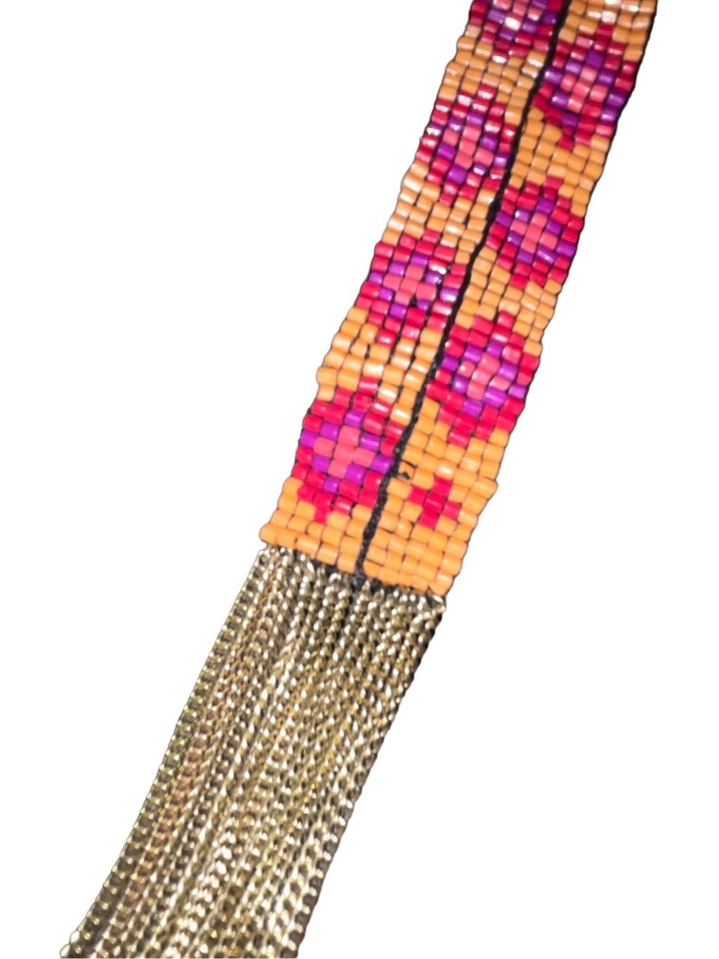 Vintage Vintage Huichol Beaded Metal Fringe 90’s Lariat by Sundance Size ONE SIZE - 2 Thumbnail