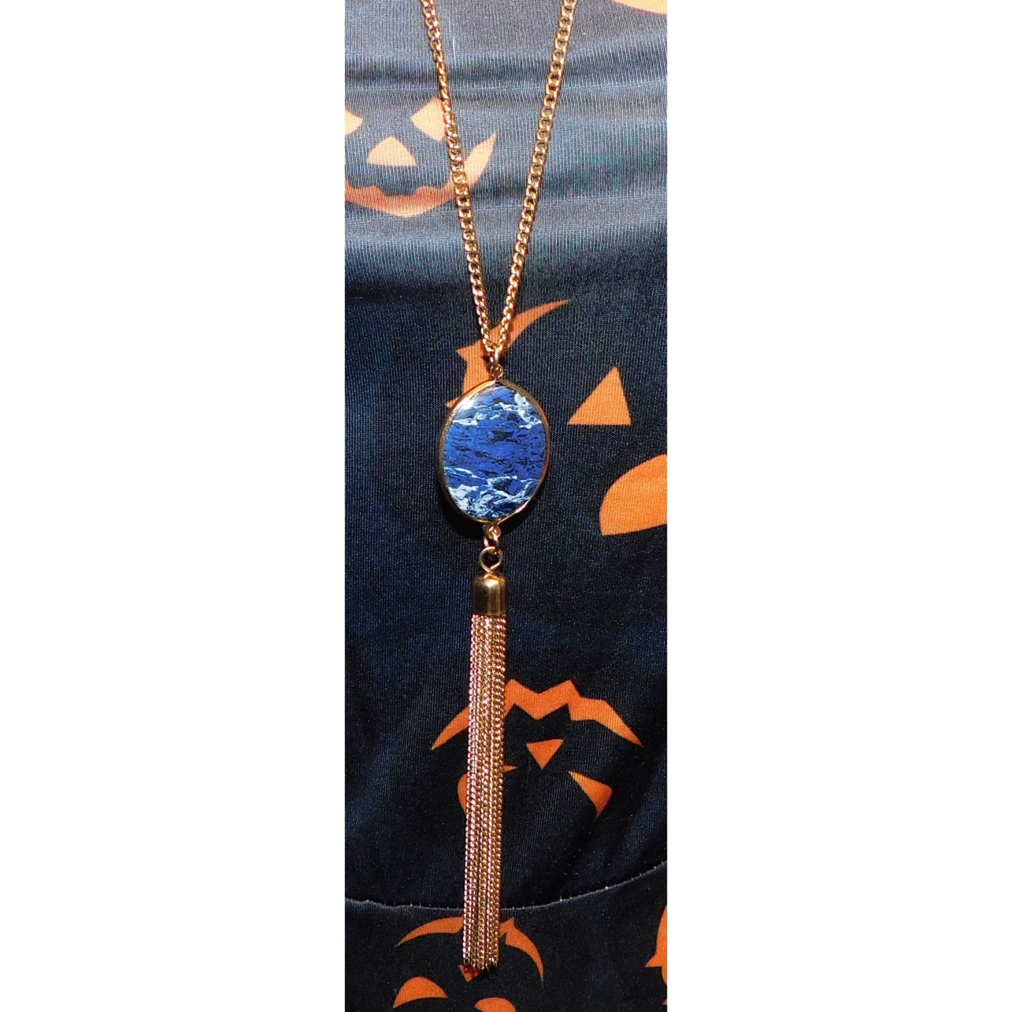 Other Bohemian Blue Gemmed Pendant Necklace With Gold Tone Chain T Size ONE SIZE - 4 Thumbnail