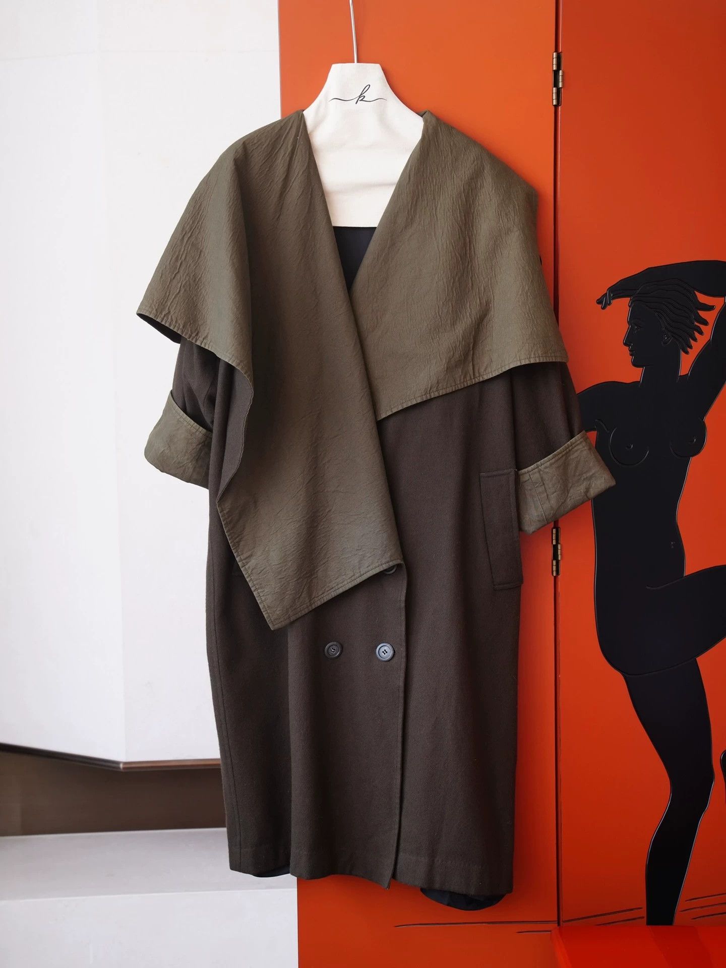Vintage Vintage Military Green Wool Oversized Robe Unisex Lined Size ONE SIZE - 3 Thumbnail