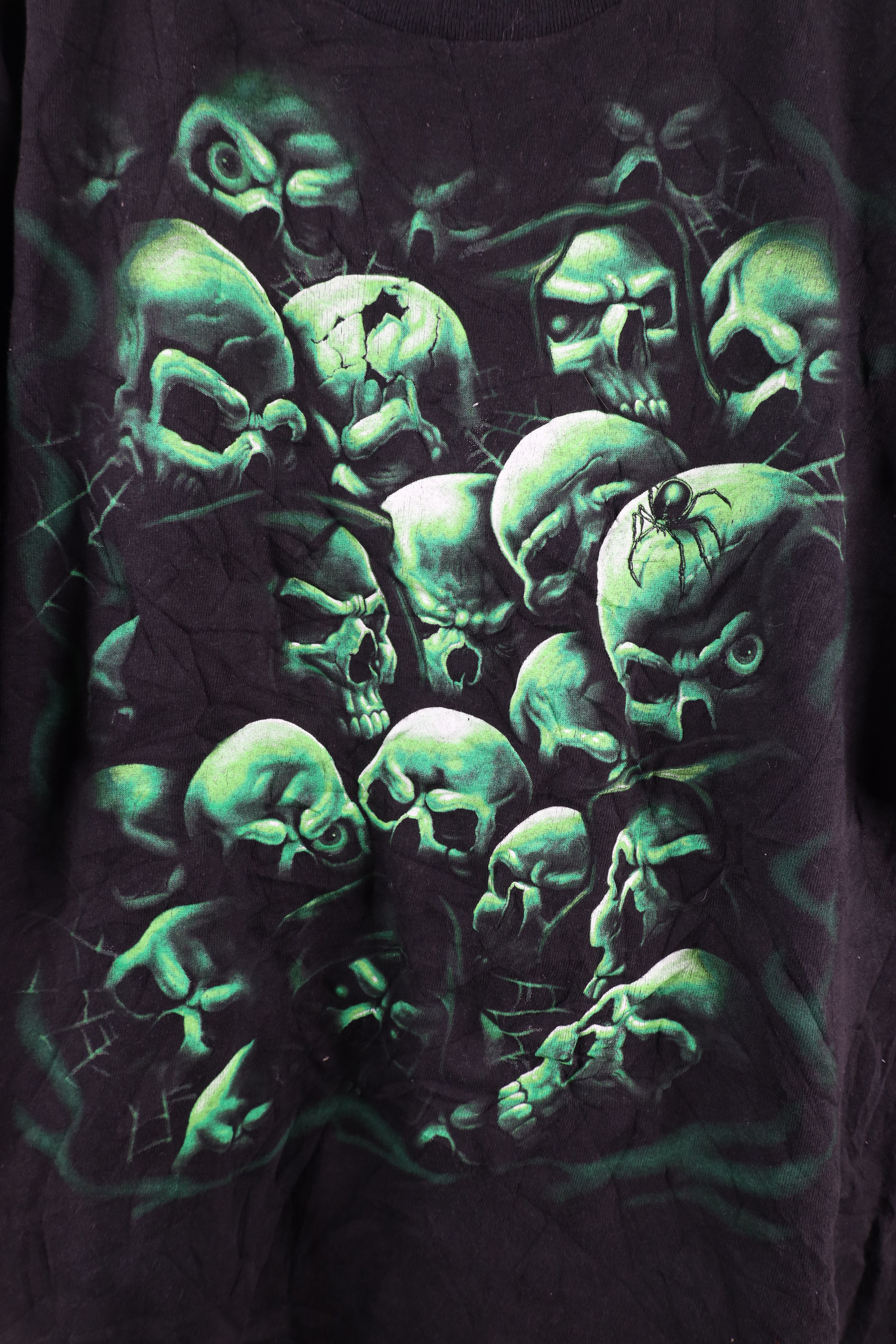 Vintage Vintage 90s Streetwear Skeleton Juicy J Skull T-Shirt Black Size US XL / EU 56 / 4 - 4 Thumbnail