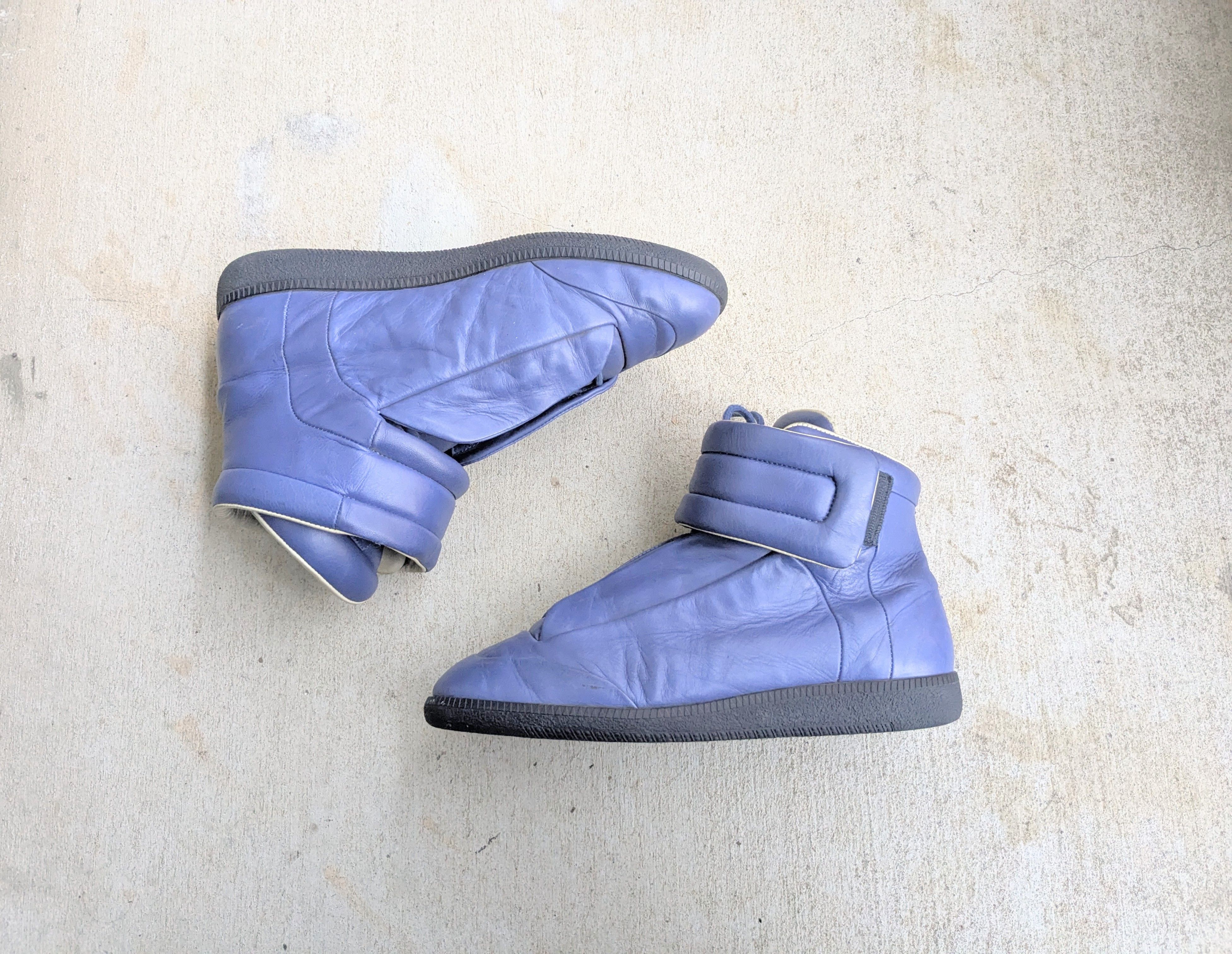 Maison Margiela Future High Tops Blue 9 42 Leather Designer Shoes, Men's