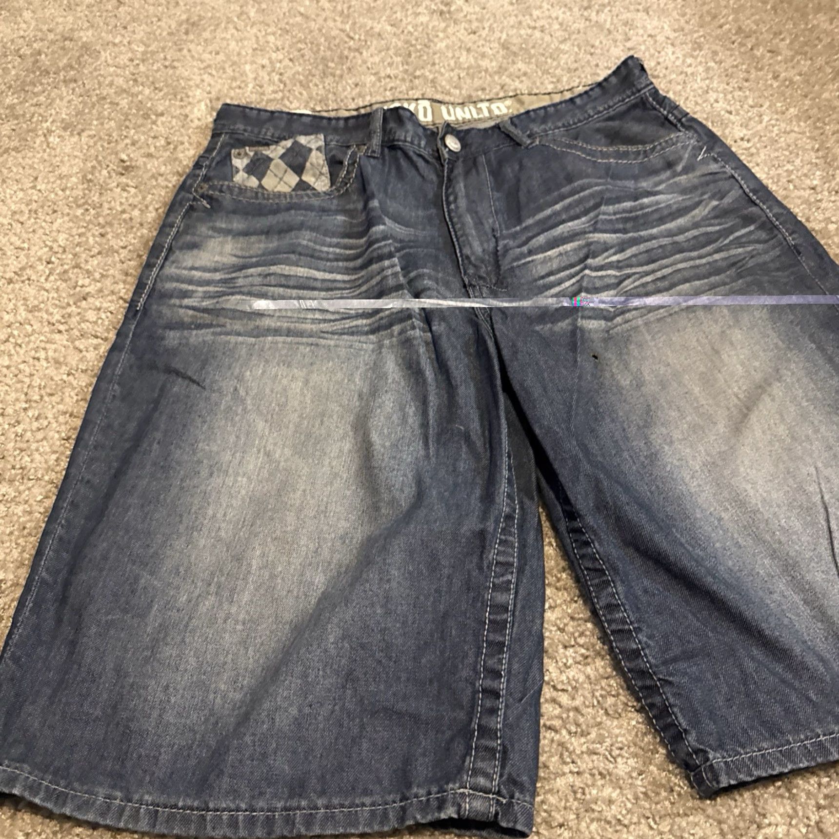 Ecko Unltd. VINTAGE Ecko Unltd. Bermuda Denim Shorts 36 Men Blue Checkered Pocket Jeans Baggy Size US 36 / EU 52 - 6 Thumbnail