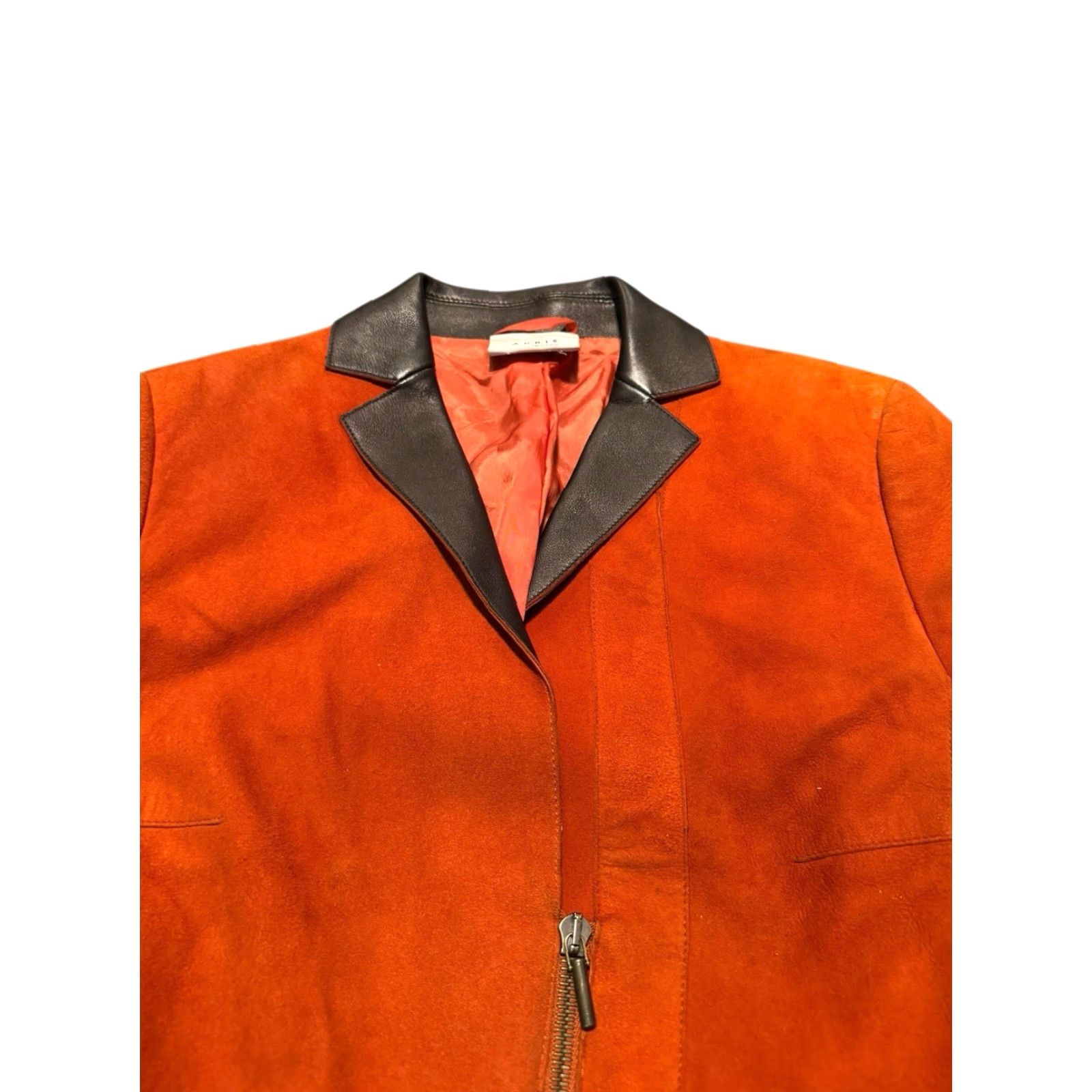 Akris Akris Punto Leather & Suede Jacket Rust Orange Brown 6 Motorcycle Zip Womens Size M / US 6-8 / IT 42-44 - 4 Thumbnail