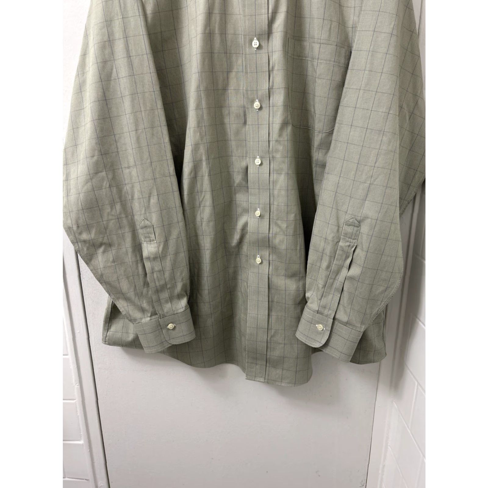 Brooks Brothers Brooks Brothers Classic Shirt Mens 17.5 Green Plaid Houndstooth Supima Button Up Size US XXL / EU 58 / 5 - 3 Thumbnail