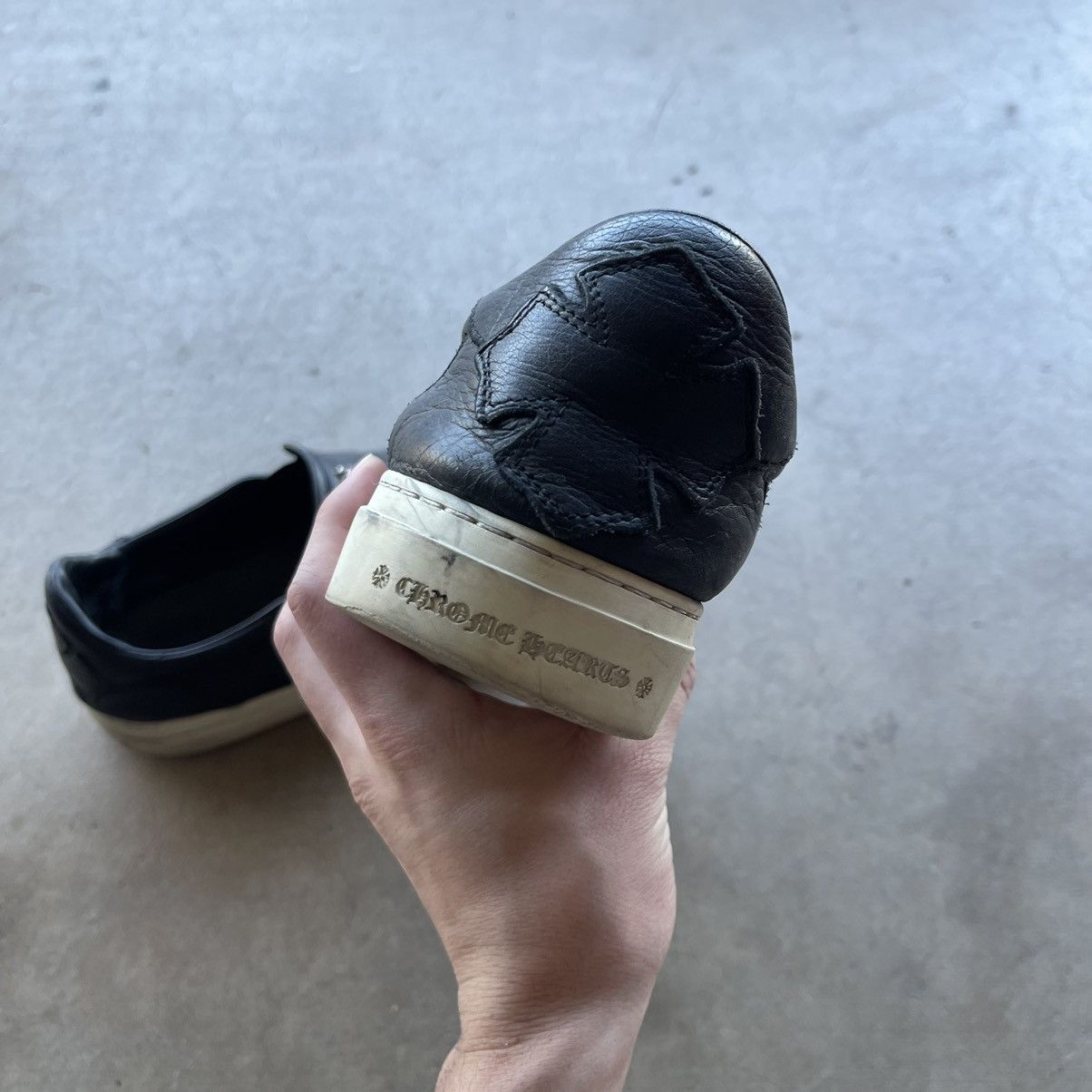Chrome Hearts Dagger Zip Leather Slip Ons