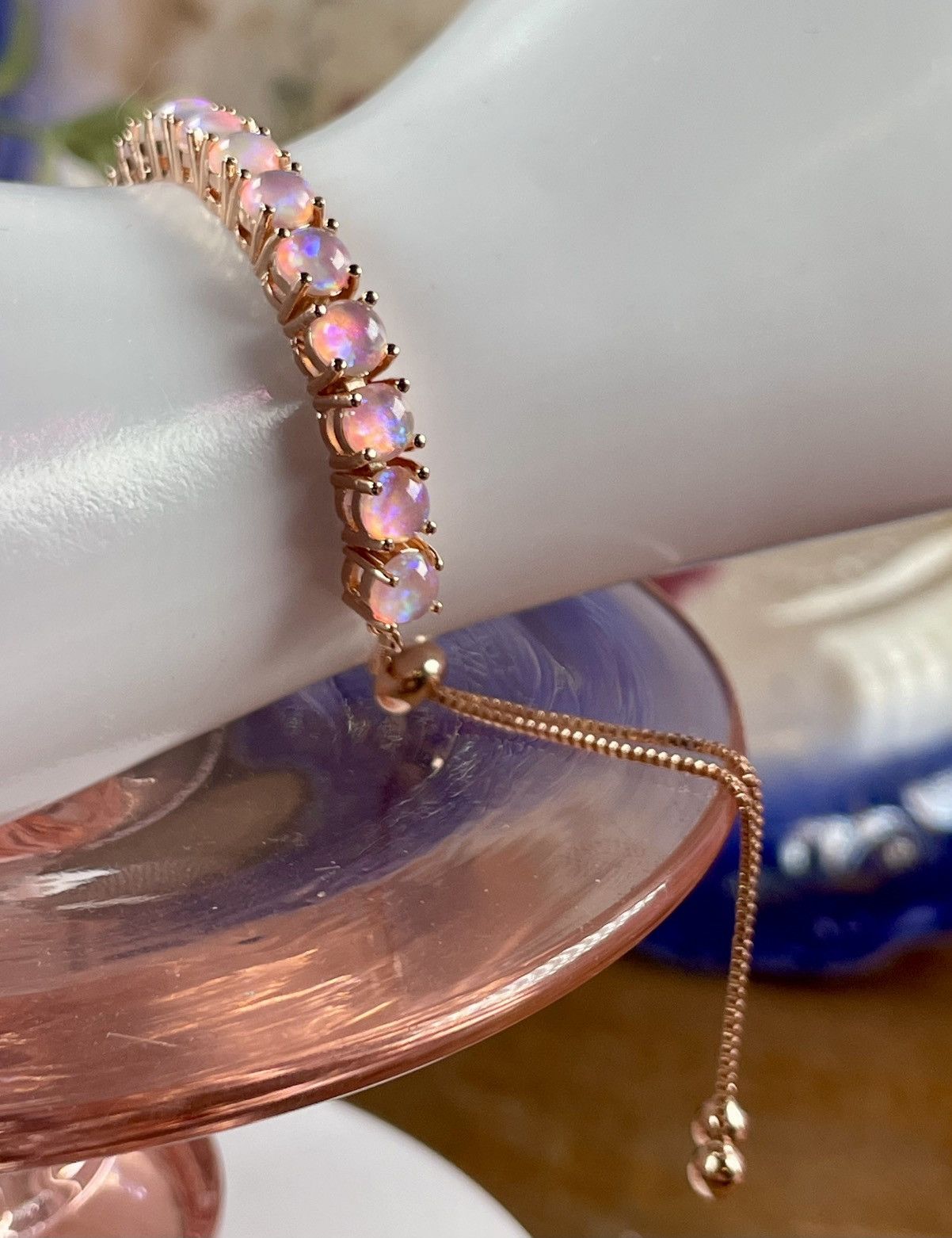 Other Genuine Ethiopian OPAL 14k Rose Gold plated Bolo Bracelet Size ONE SIZE - 4 Thumbnail