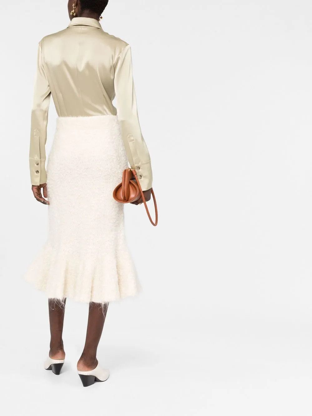 Jil Sander o1y1025 Midi Skirt in Ivory Size 27" / US 4 / IT 40 - 4 Thumbnail