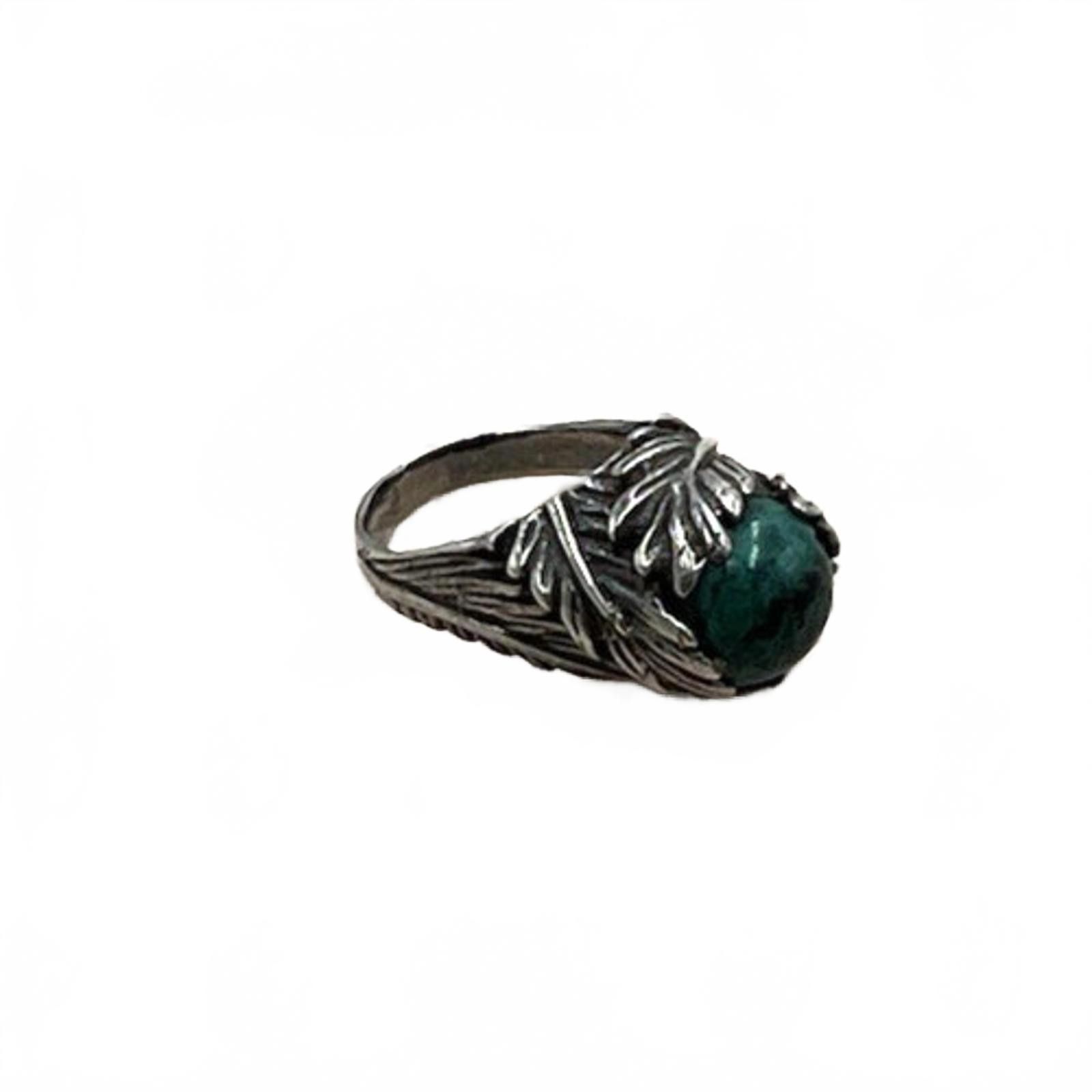 Other Sterling Silver Native Handcrafted Green Turquoise Ring Size ONE SIZE - 1 Thumbnail