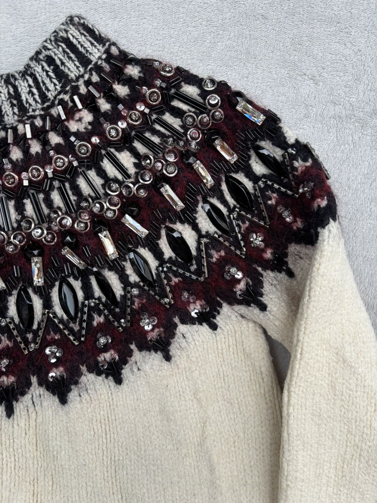 Gucci Pre Fall 2015 Heavy Embellished Yoke Design Knit Sweater Size S / US 4 / IT 40 - 13 Thumbnail